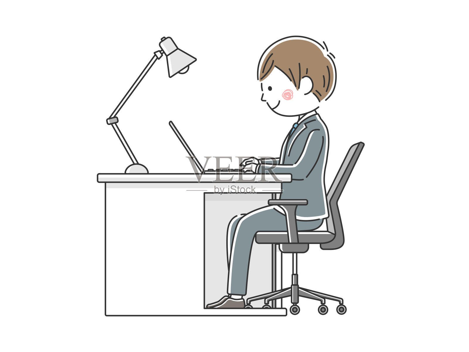 商人做案头工作的插图。插画图片素材
