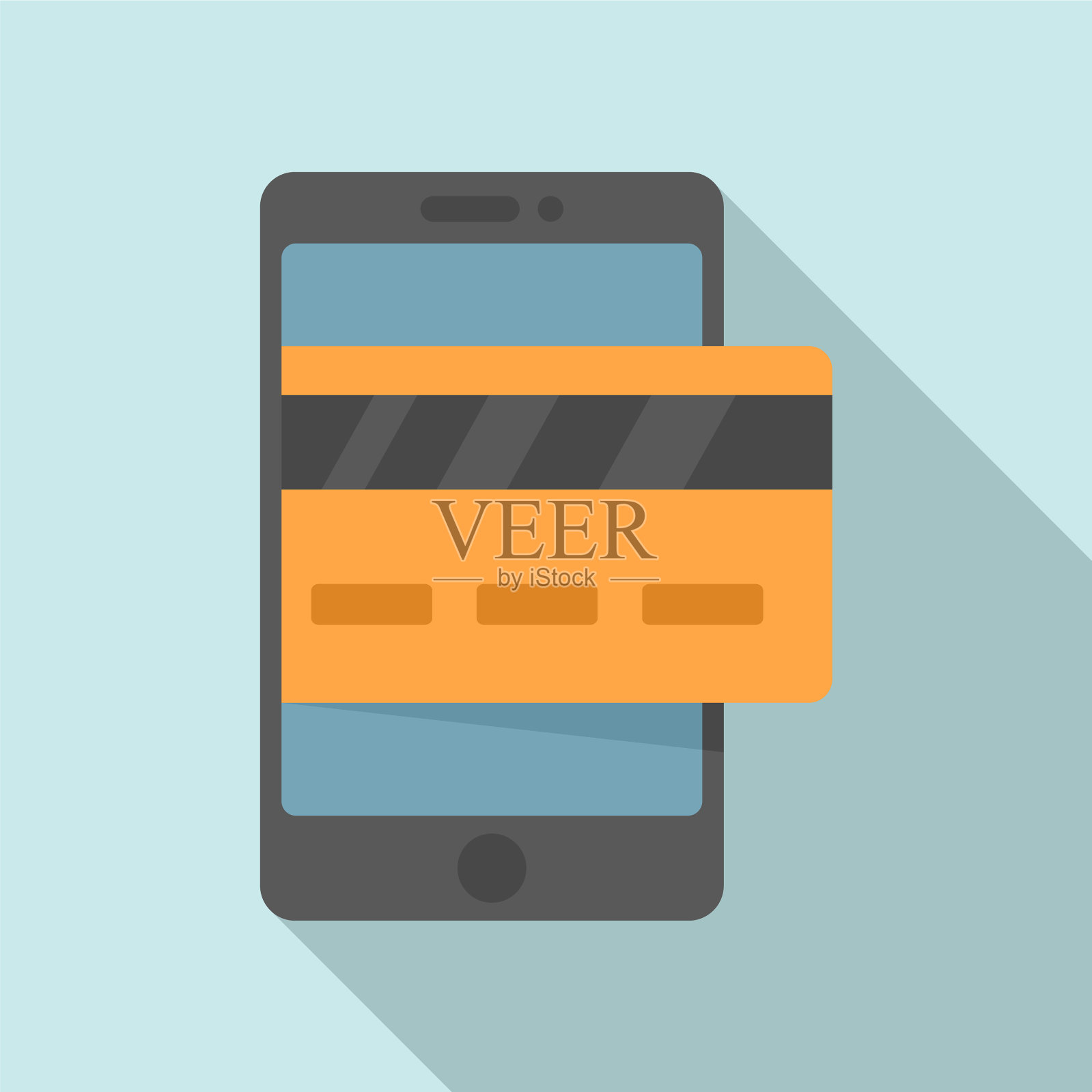 信用卡数字钱包图标扁平化风格插画图片素材