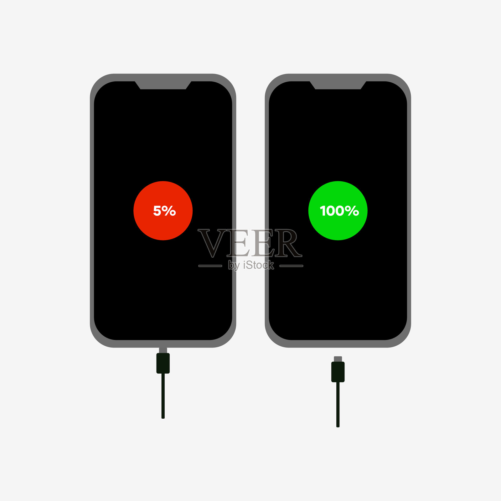 充满和低蝙蝠装置智能手机时插画图片素材