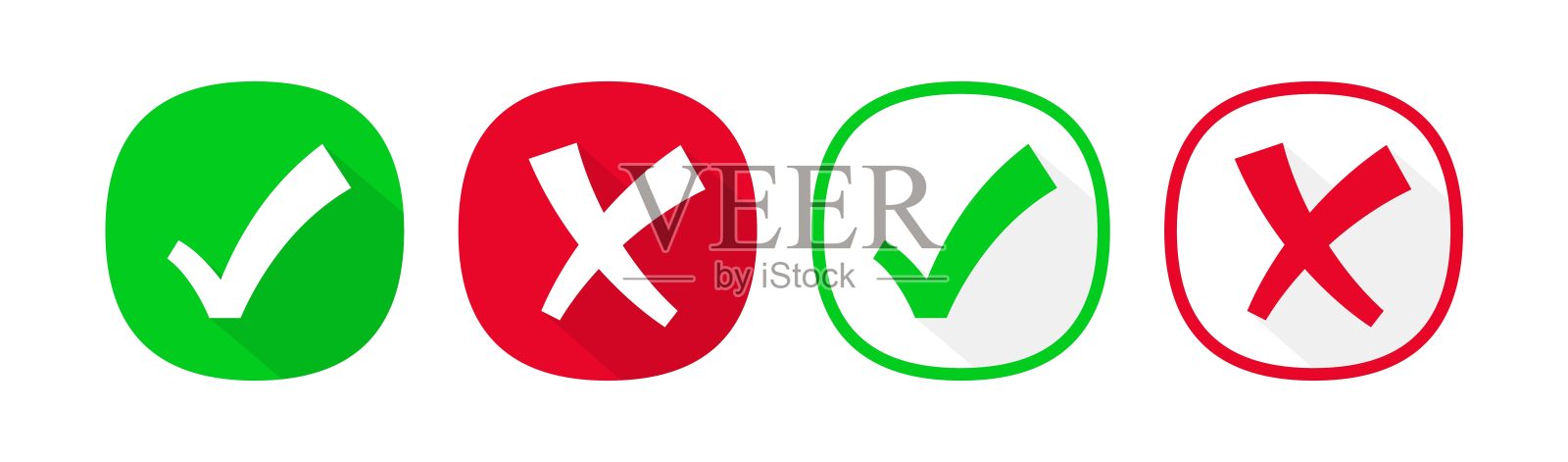 勾选标记和十字图标。图标素材