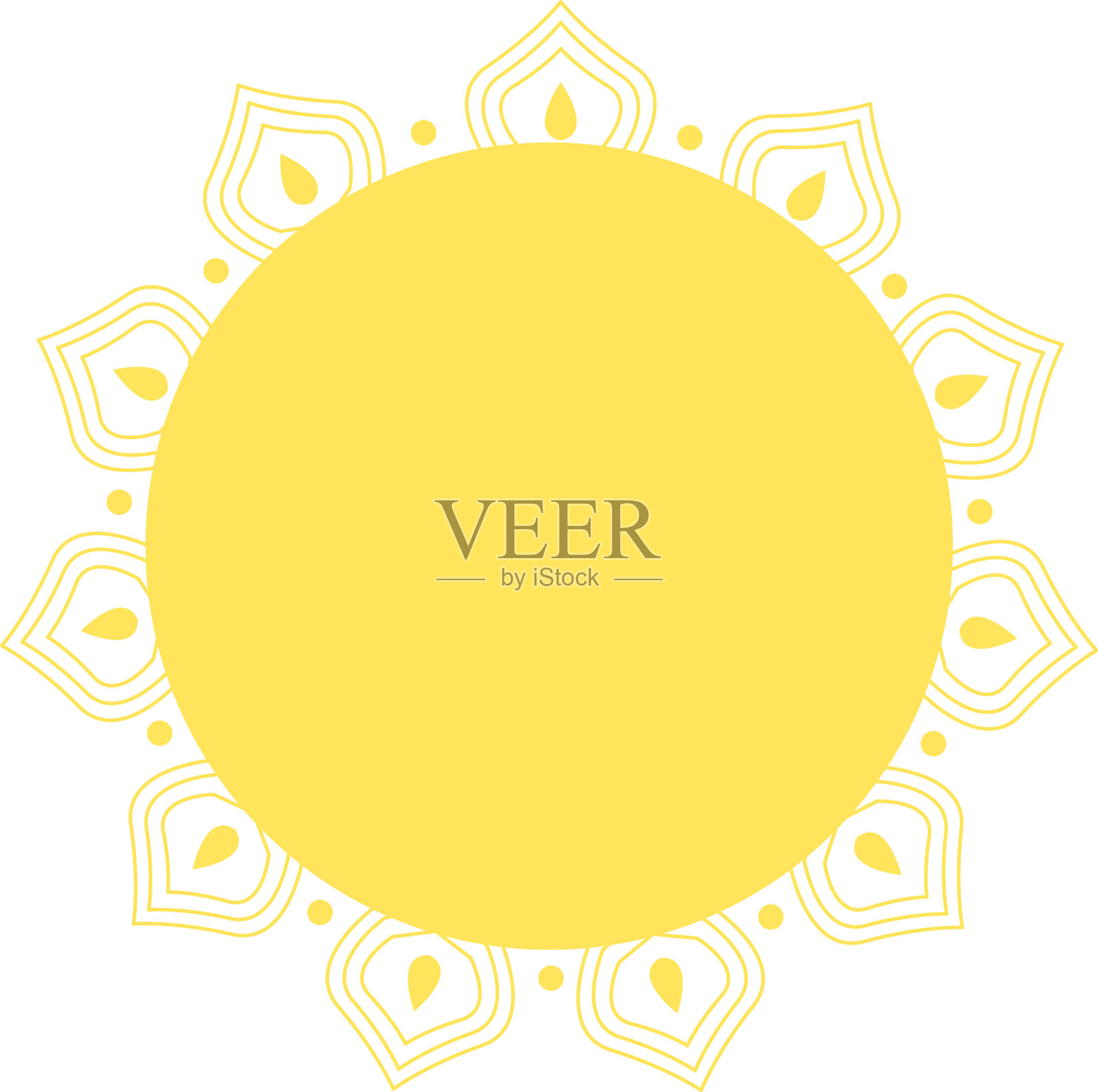 黄金曼荼罗在线条风格设计插画图片素材