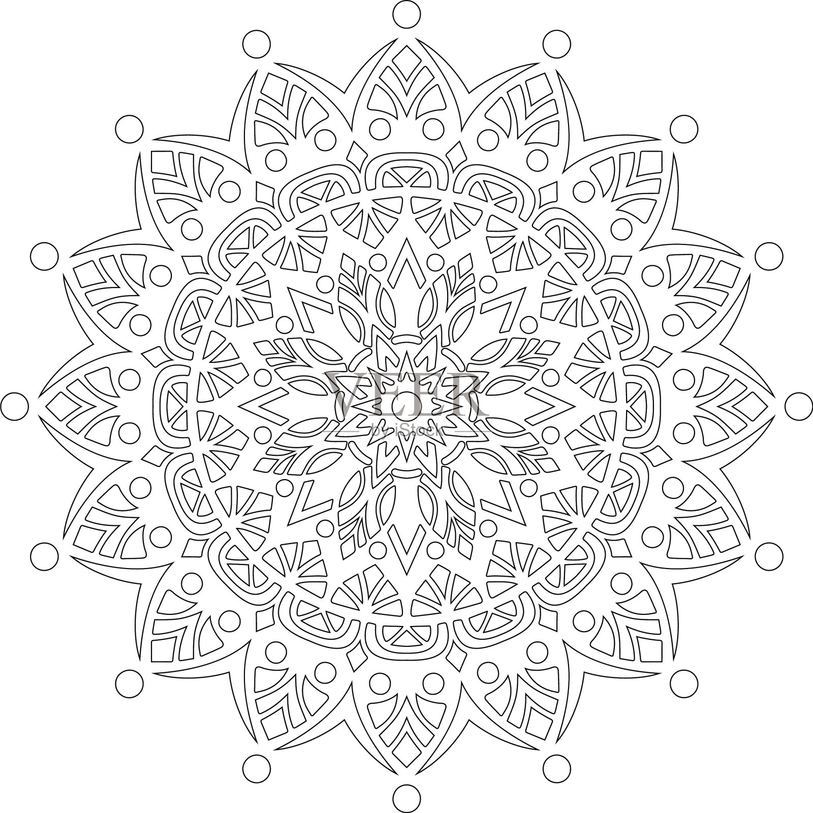 图曼荼罗着色涂鸦素描插画图片素材