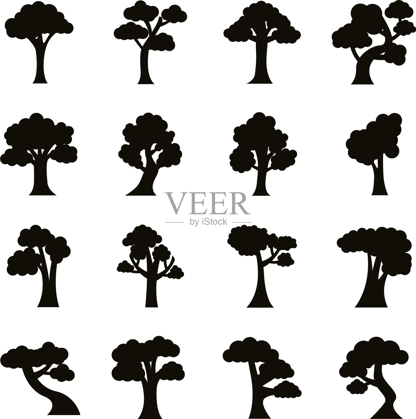 捆绑16棵树设置图标图标素材