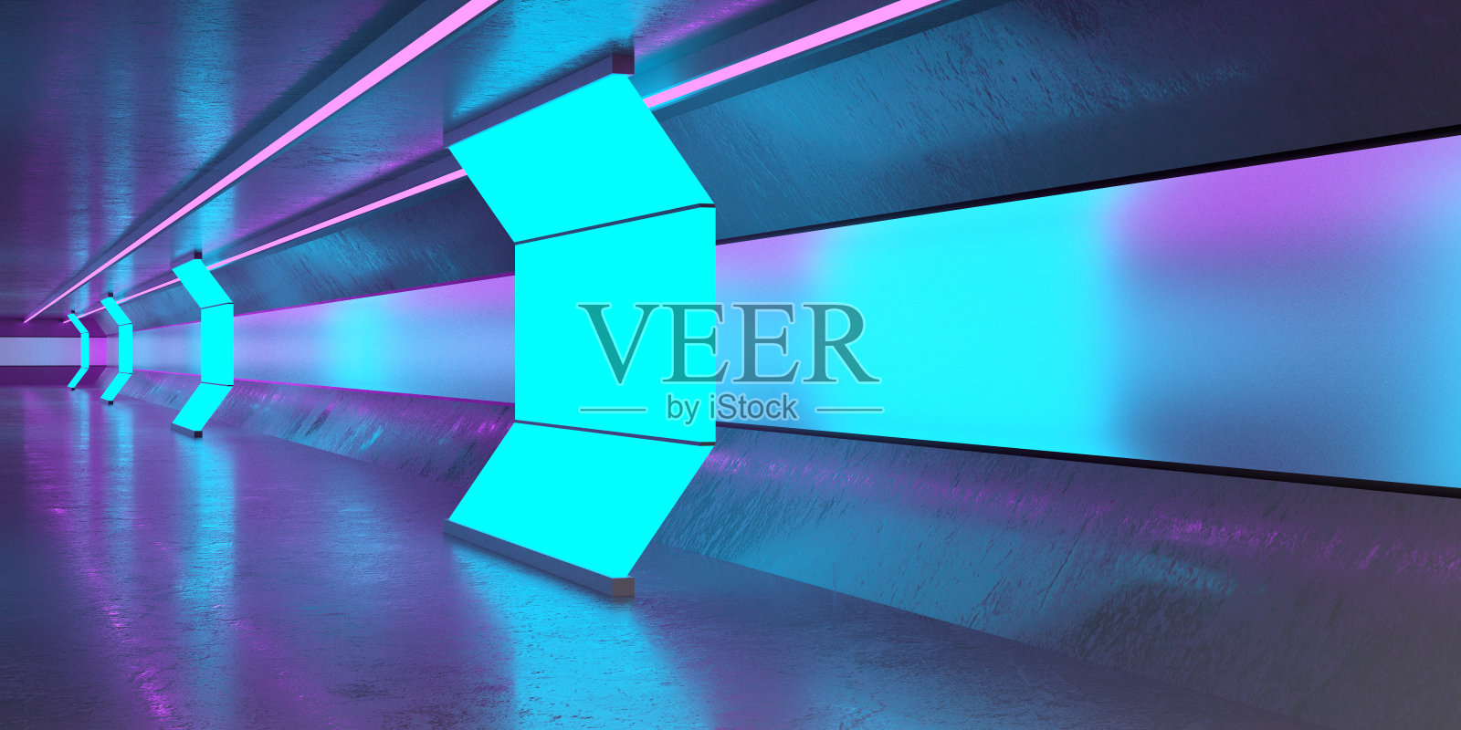 未来主义的室内霓虹灯照片摄影图片