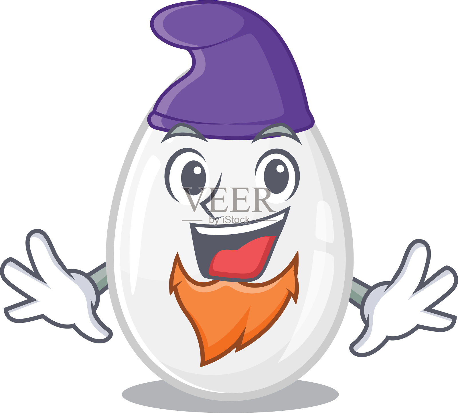 卡通吉祥物滑稽的白色彩蛋装扮插画图片素材