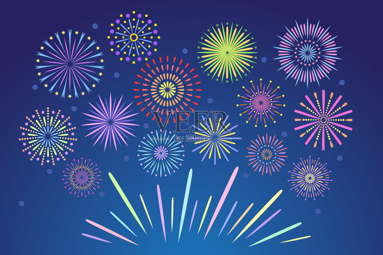 五彩缤纷的烟花庆祝烟花插画图片素材
