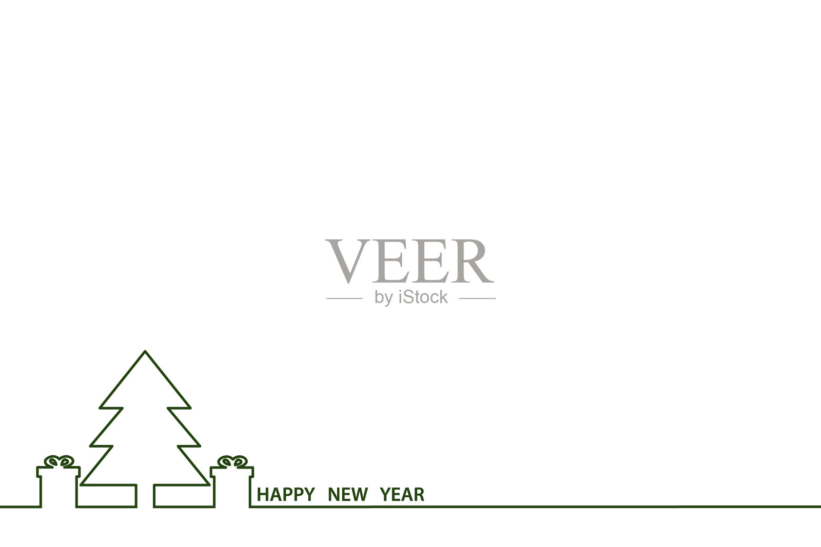 新年圣诞树和节日礼品盒设计插画图片素材