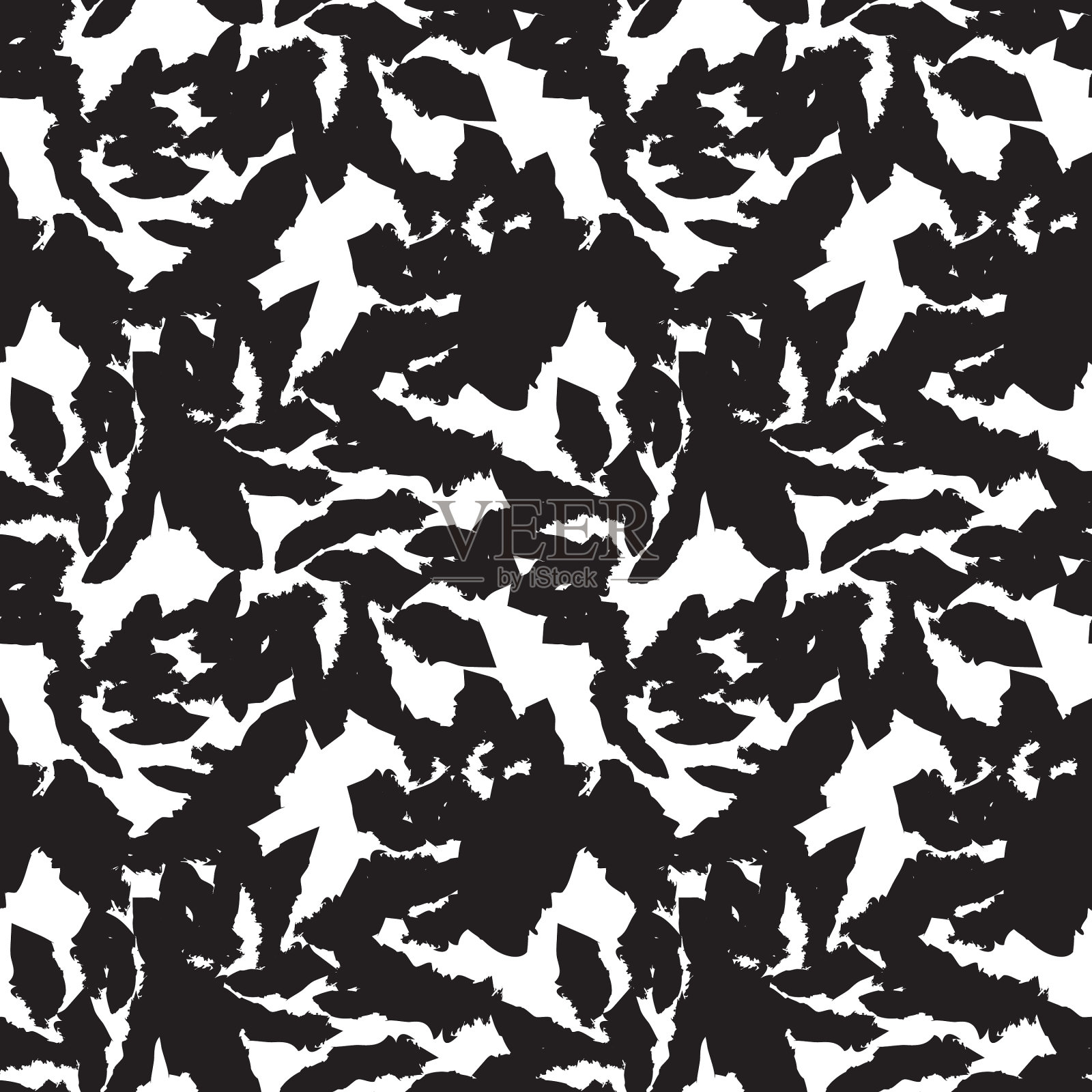 黑白花笔触无缝衔接插画图片素材