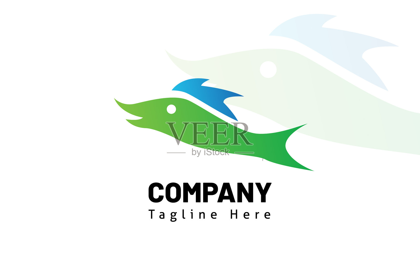 标志鱼图标渐变插画图片素材