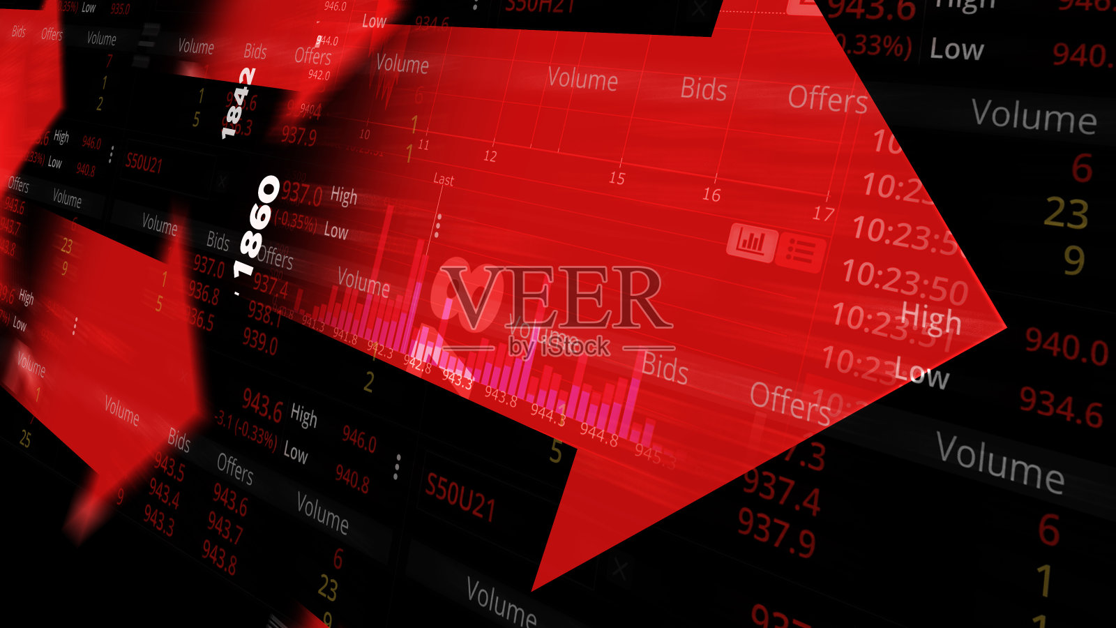 下跌趋势，世界股市，交易象征性照片摄影图片