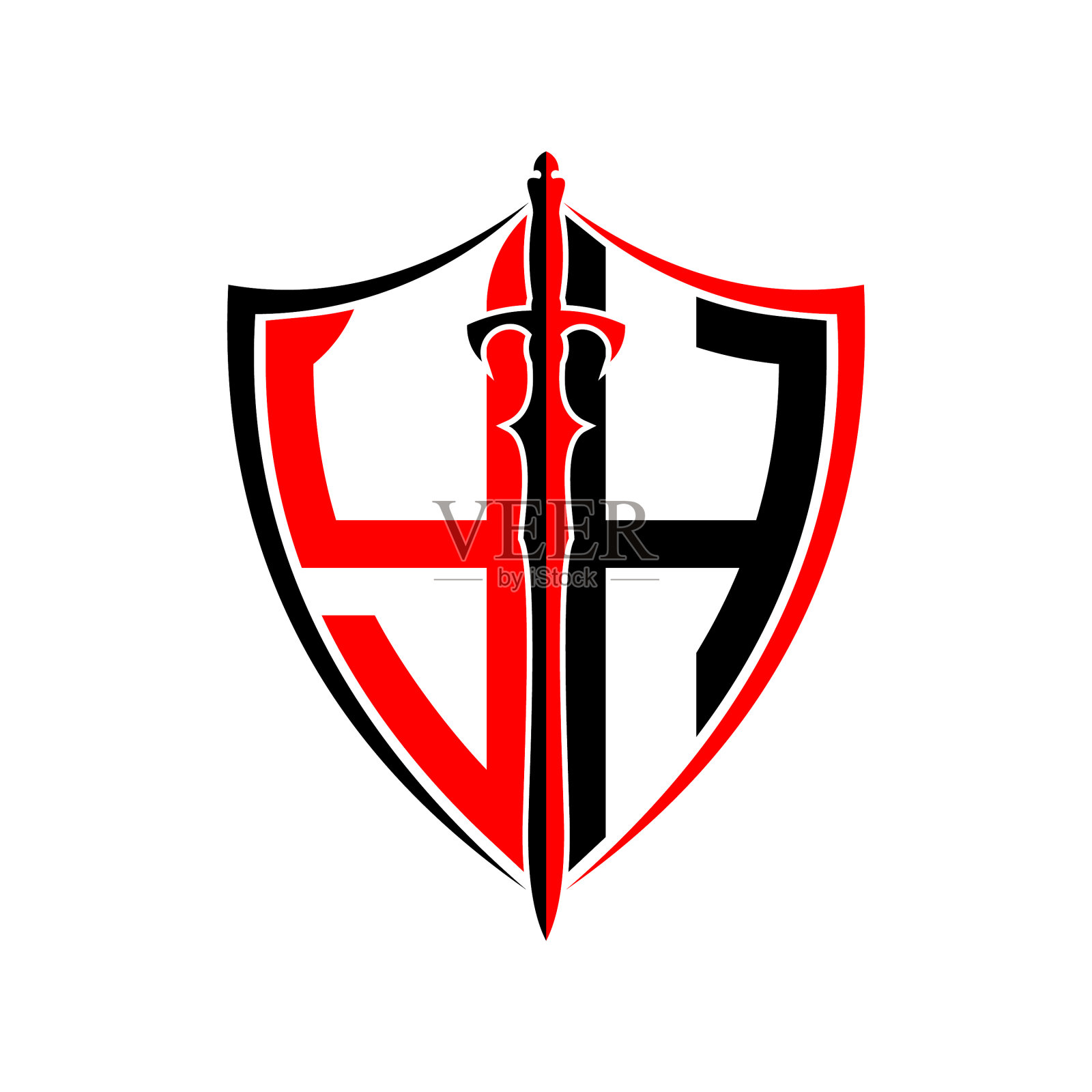 首字母y h盾甲剑为标志设计插画图片素材