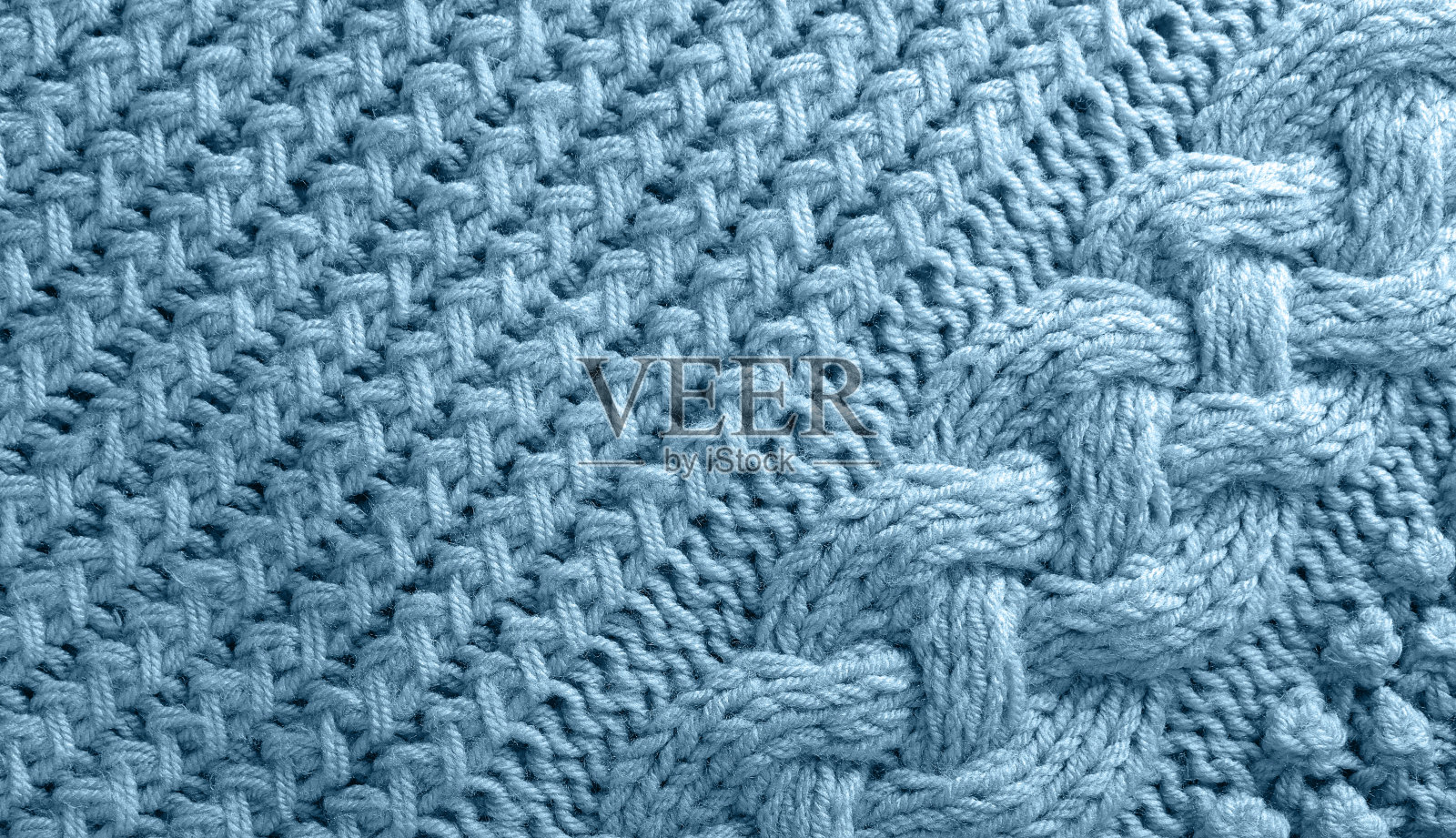 蓝色针织手工温暖纹理背景特写照片摄影图片