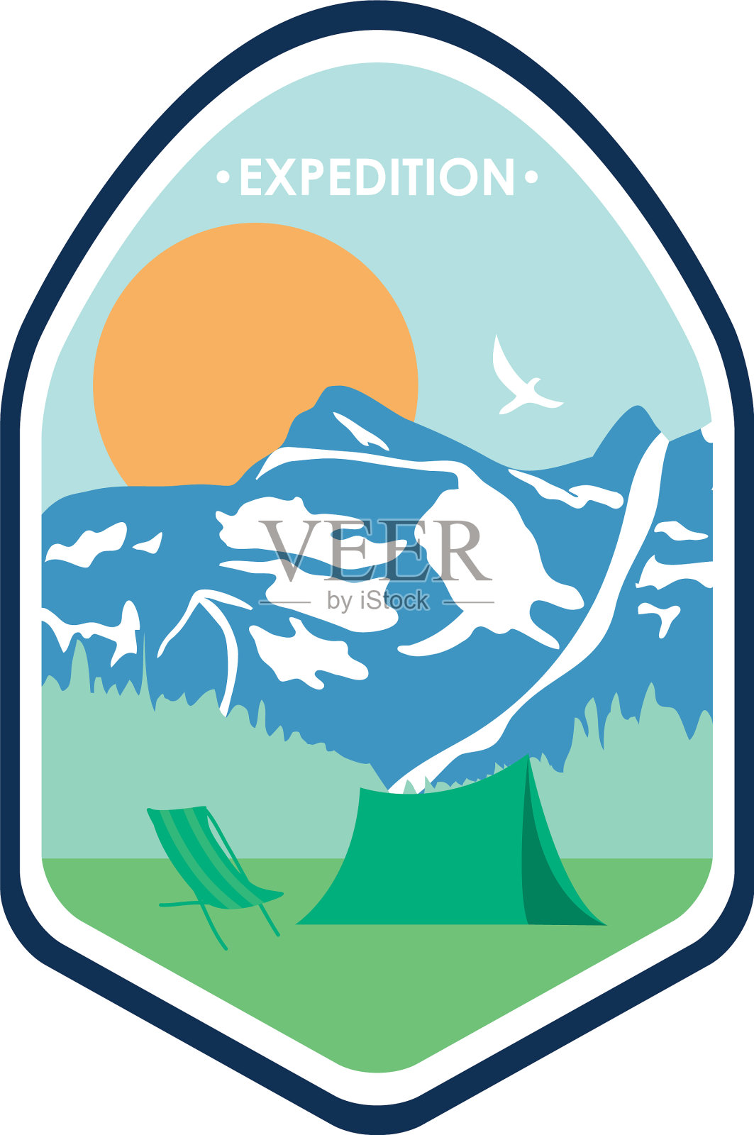 考察队的徽章和雪山的徽章设计元素图片