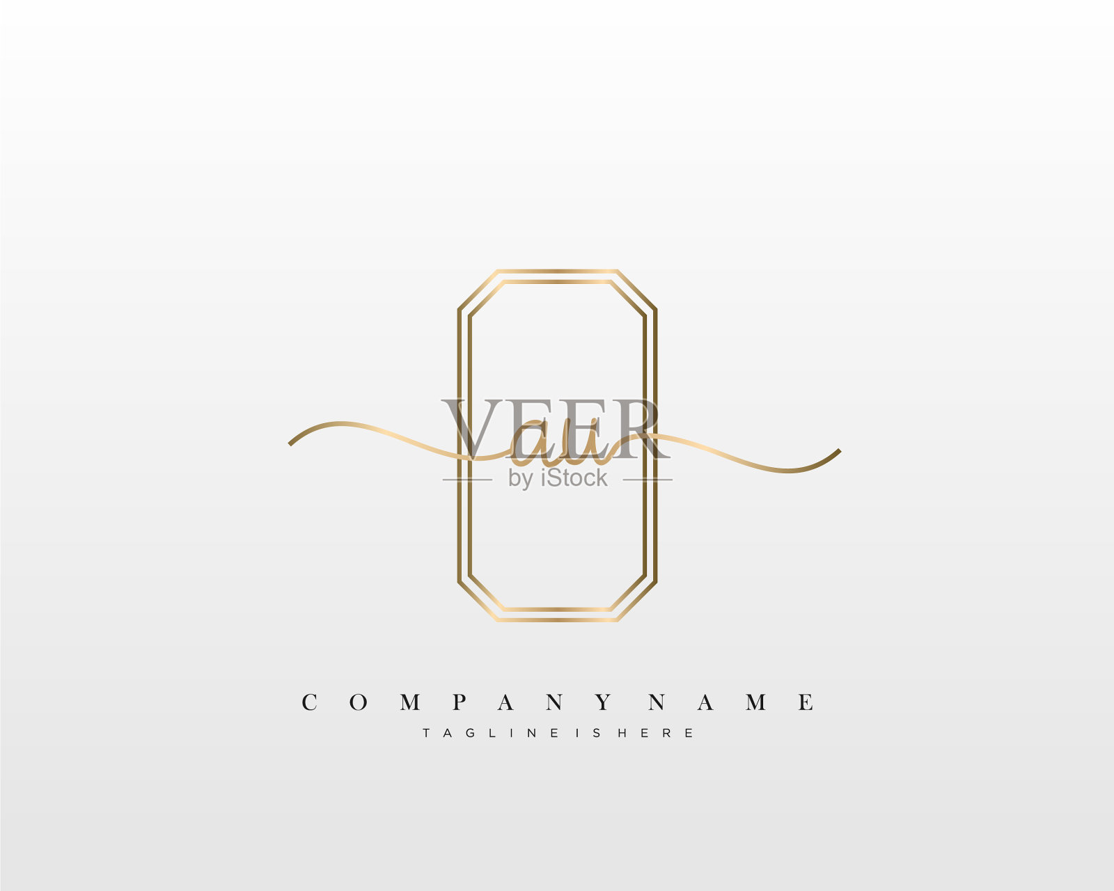 Au最初的手写极简几何标志插画图片素材