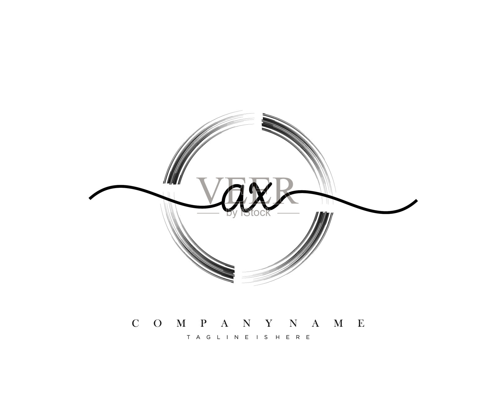 Ax最初的手写极简几何标志插画图片素材