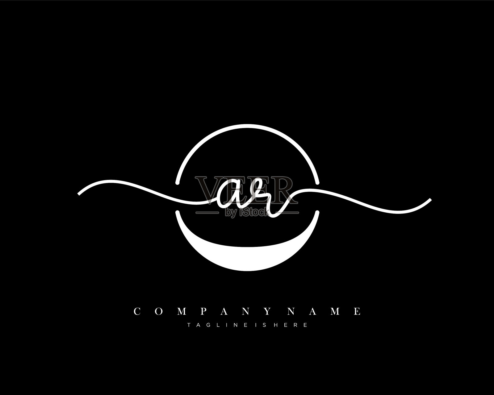 Ar最初的手写极简几何标志插画图片素材