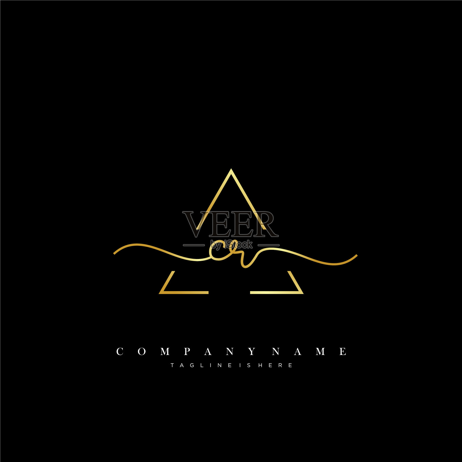 Cr最初的字迹极简几何标志插画图片素材