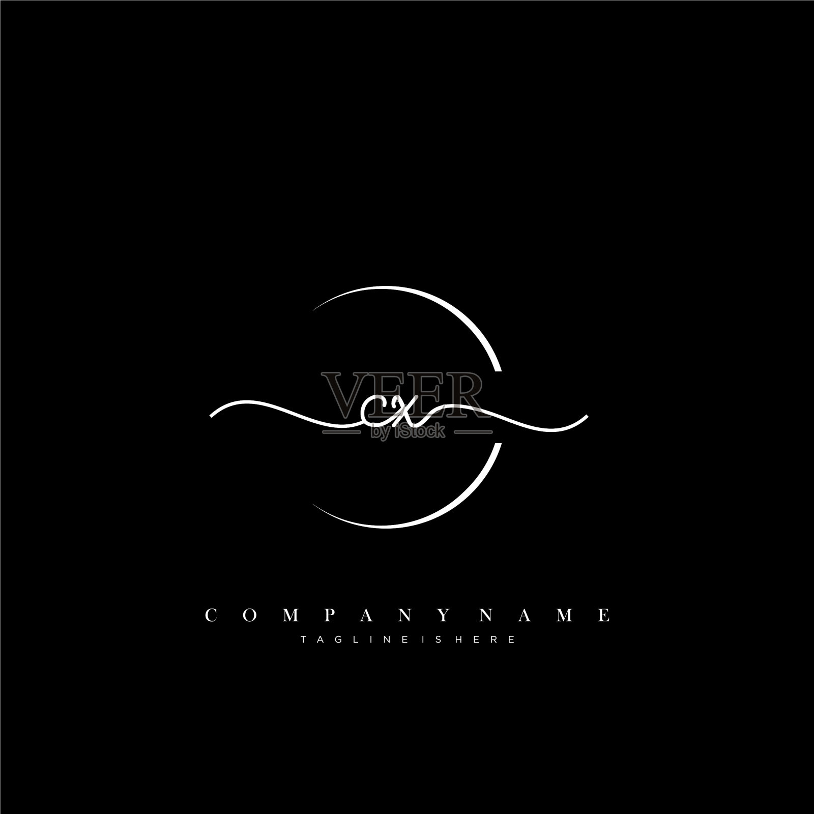 Cx最初的手写极简几何标志插画图片素材