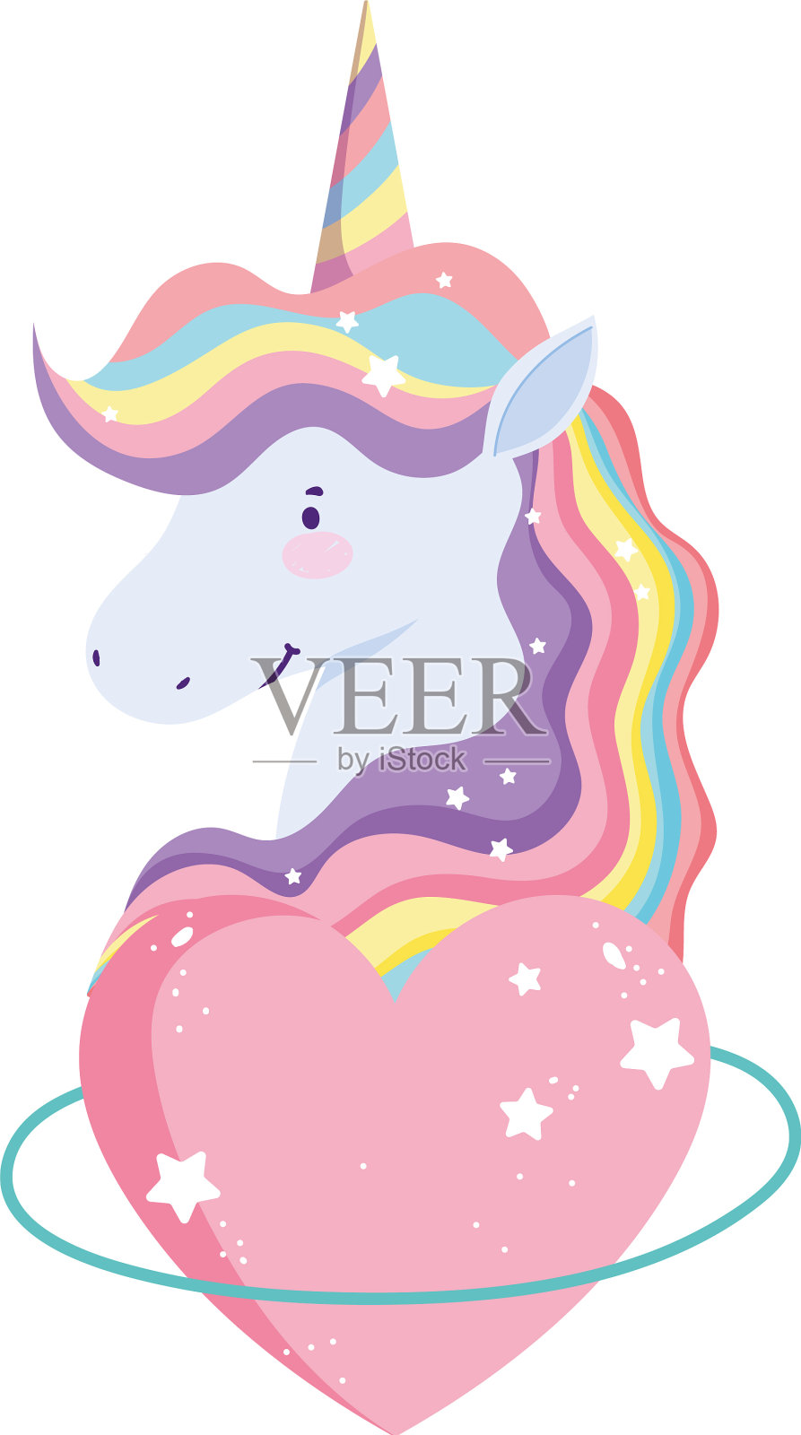 独角兽卡通彩虹发角爱心设计元素图片