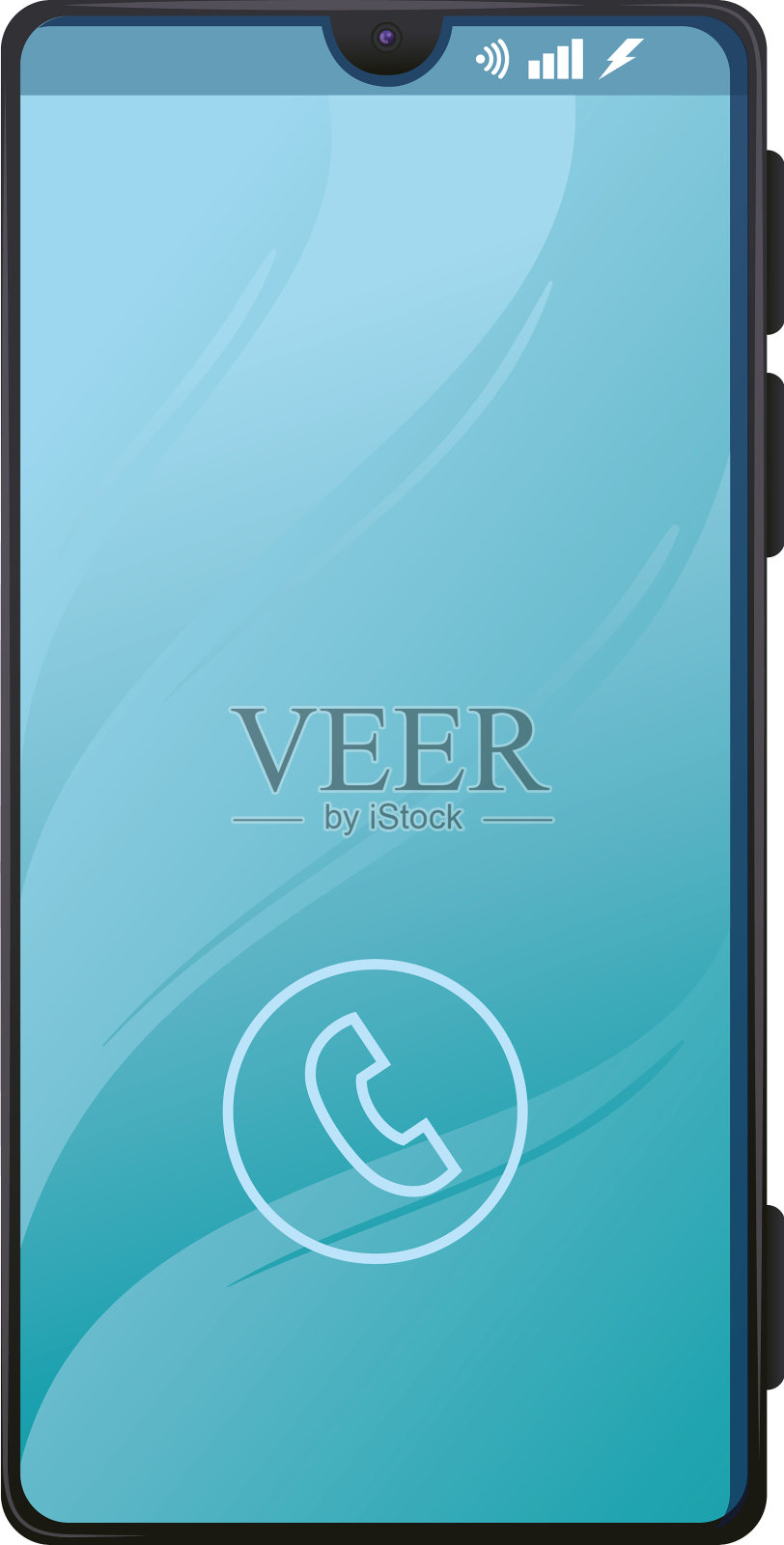 逼真的智能手机模型与呼叫显示设计元素图片