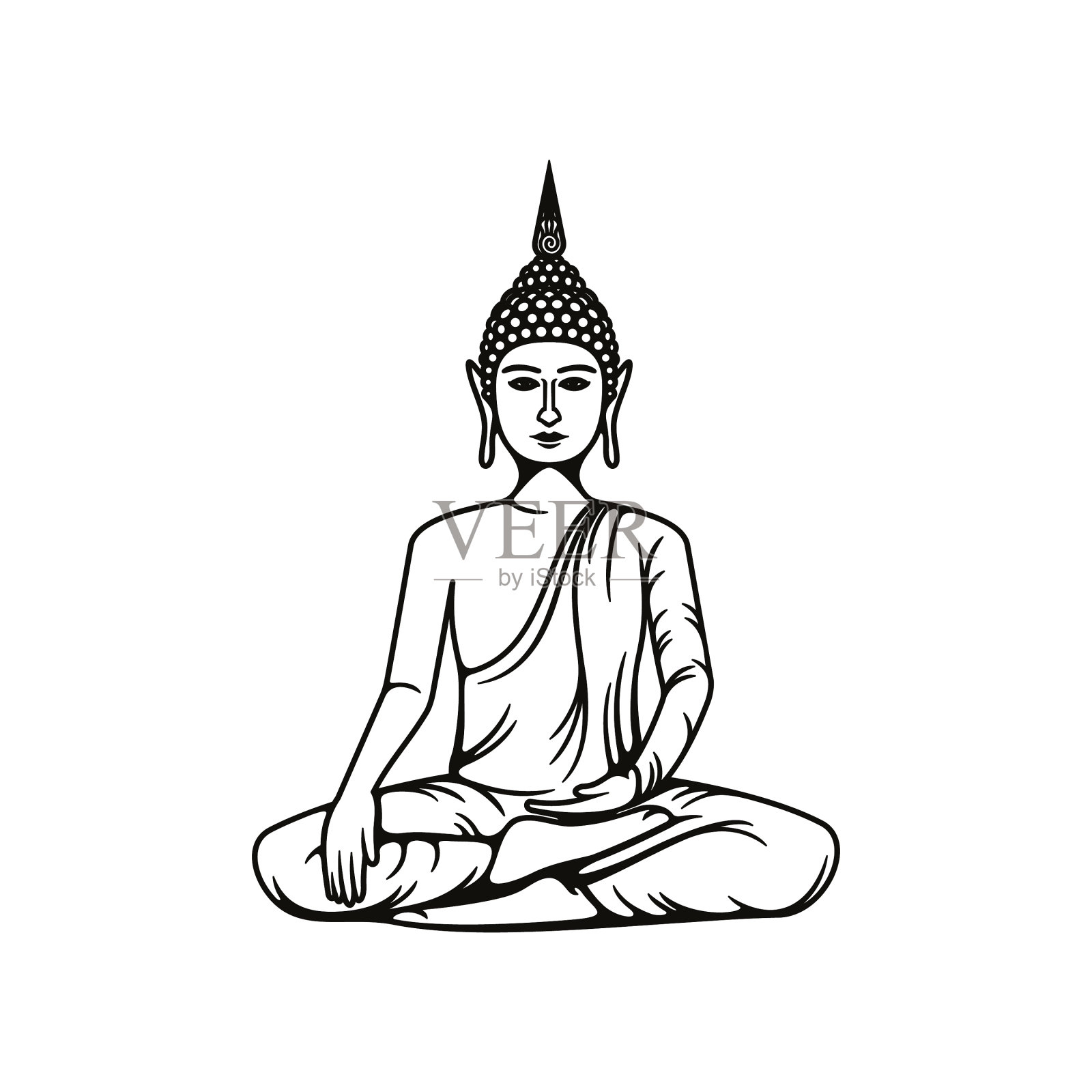 佛祖以莲花的姿势禅坐轮廓图标设计元素图片