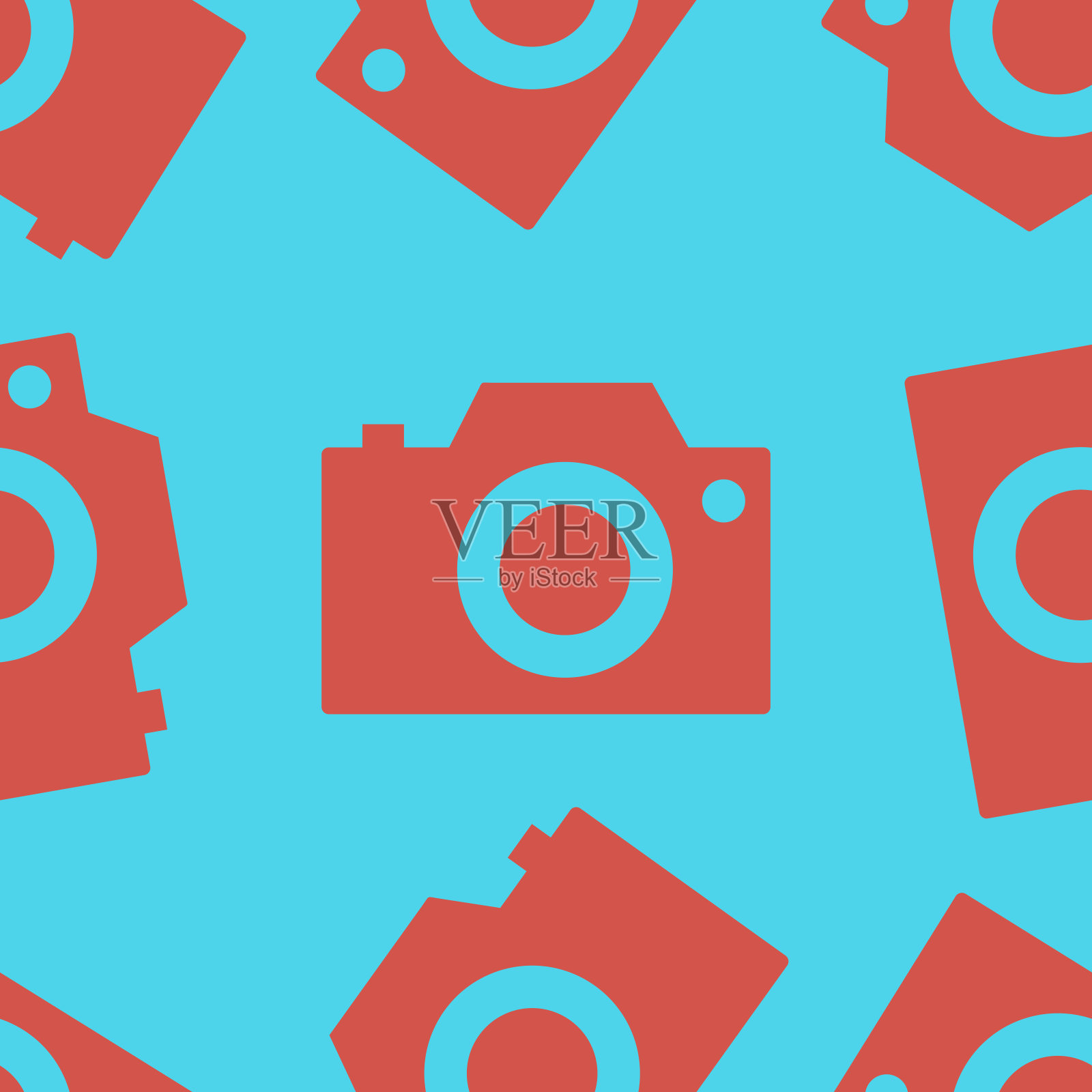 平铺用于相机形状的无缝图案。设计元素图片