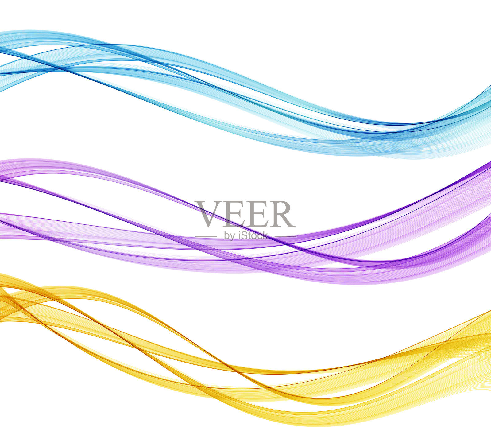 一套彩色抽象波浪设计元素插画图片素材