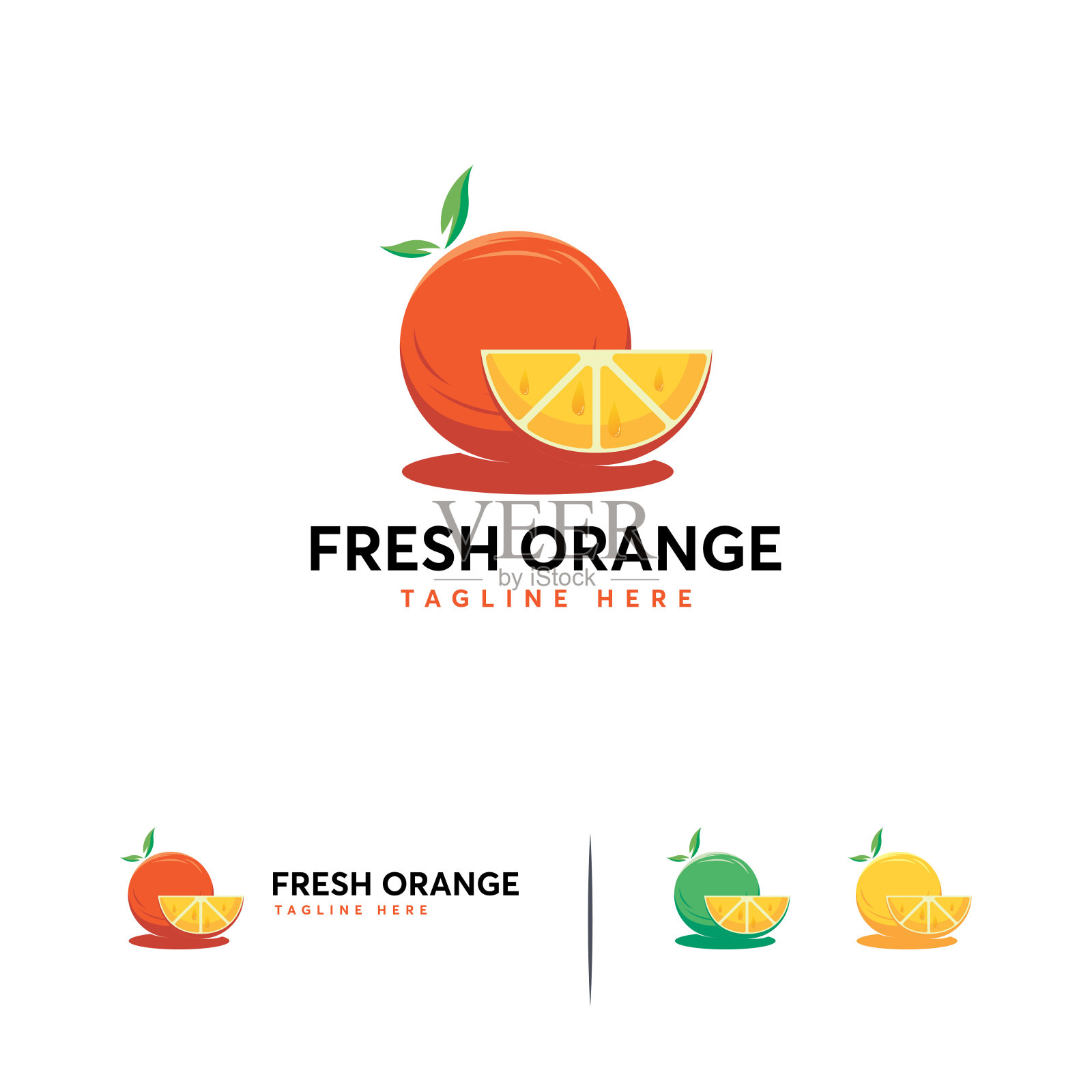 鲜橙标识设计概念向量，橙色标识模板插画图片素材