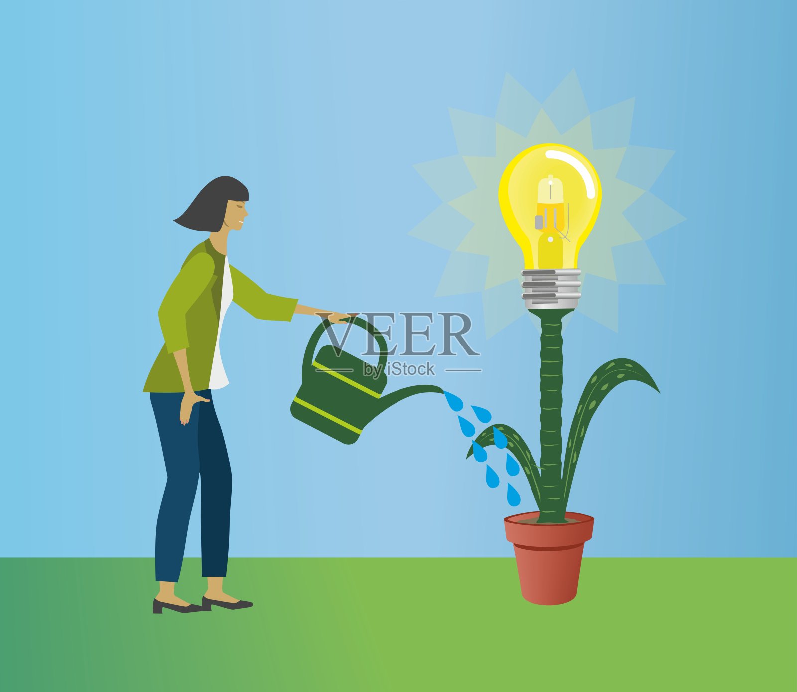 促进思想的发展或对健康的支持。矢量插图。插画图片素材