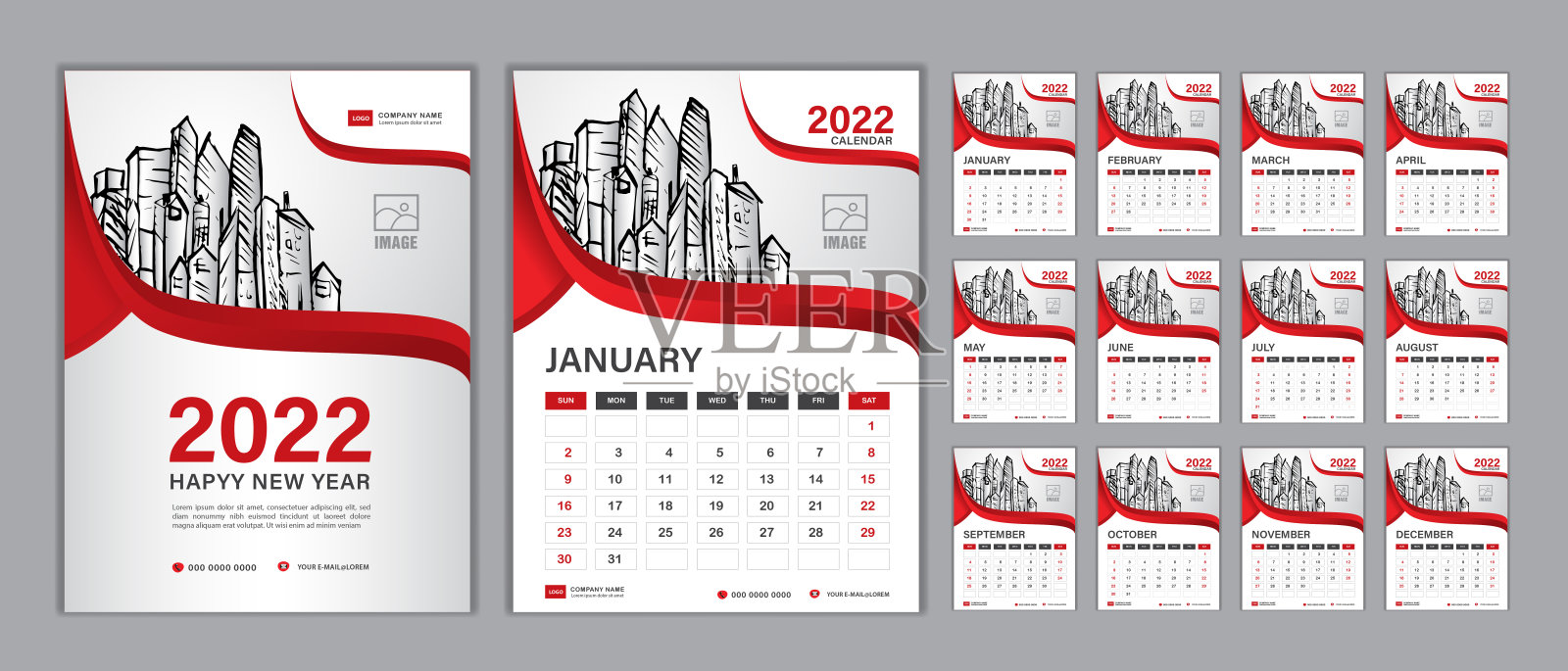 日历2022模板矢量，设置桌日历2022，新年快乐，墙日历设计，规划师，周开始周日，垂直布局，12个月，封面设计，规划师，文具矢量设计模板素材