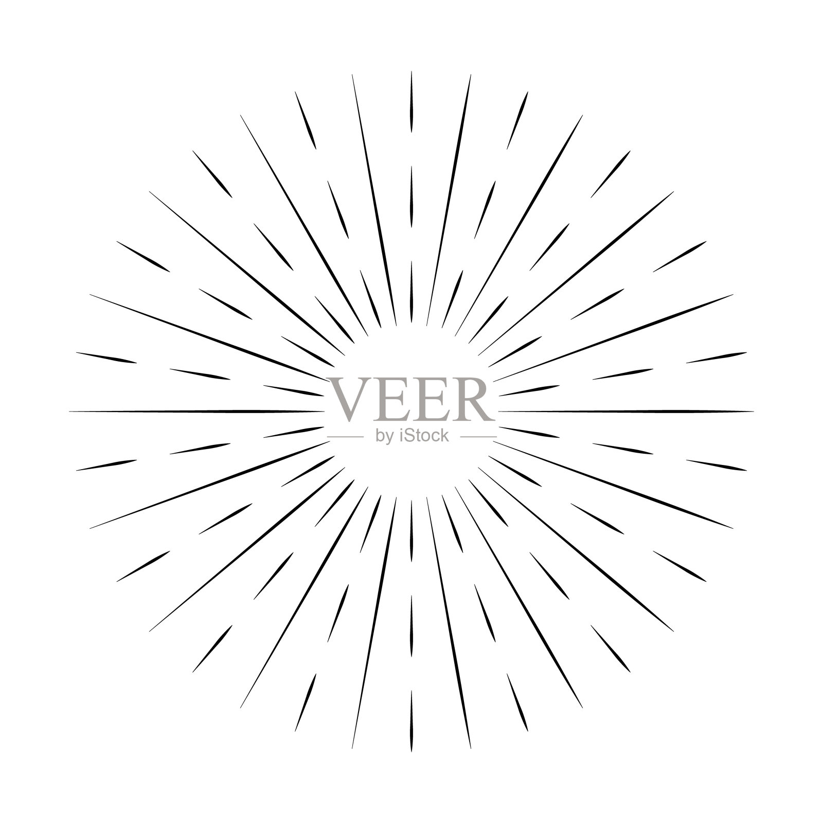 日爆线图标孤立在白色背景，夏季网页横幅，复古的圆形设计，矢量插图插画图片素材