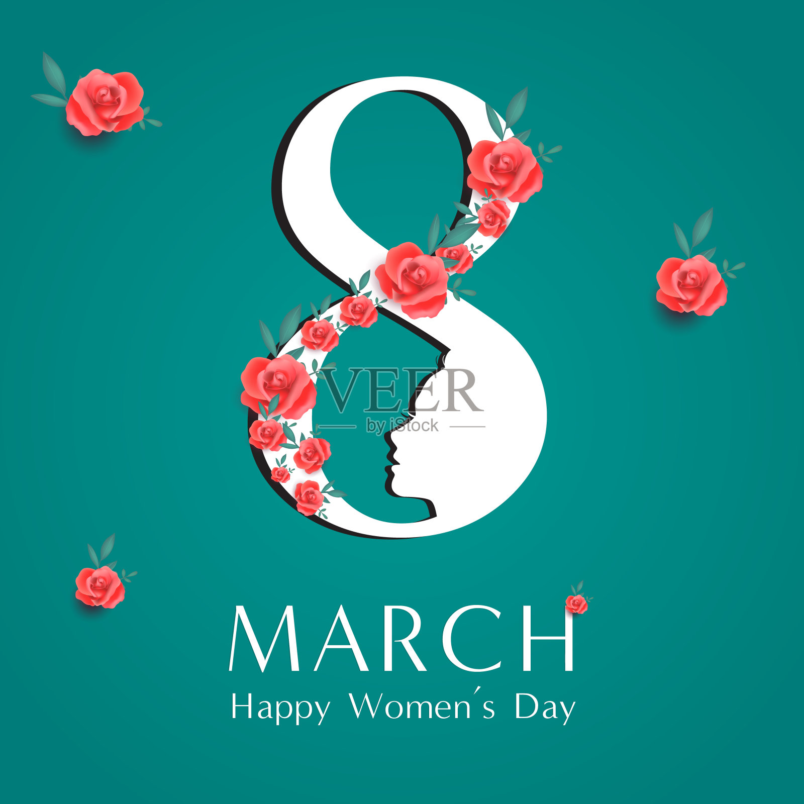 3月8日国际妇女节海报。妇女节快乐，鲜花贺卡。矢量插图。插画图片素材