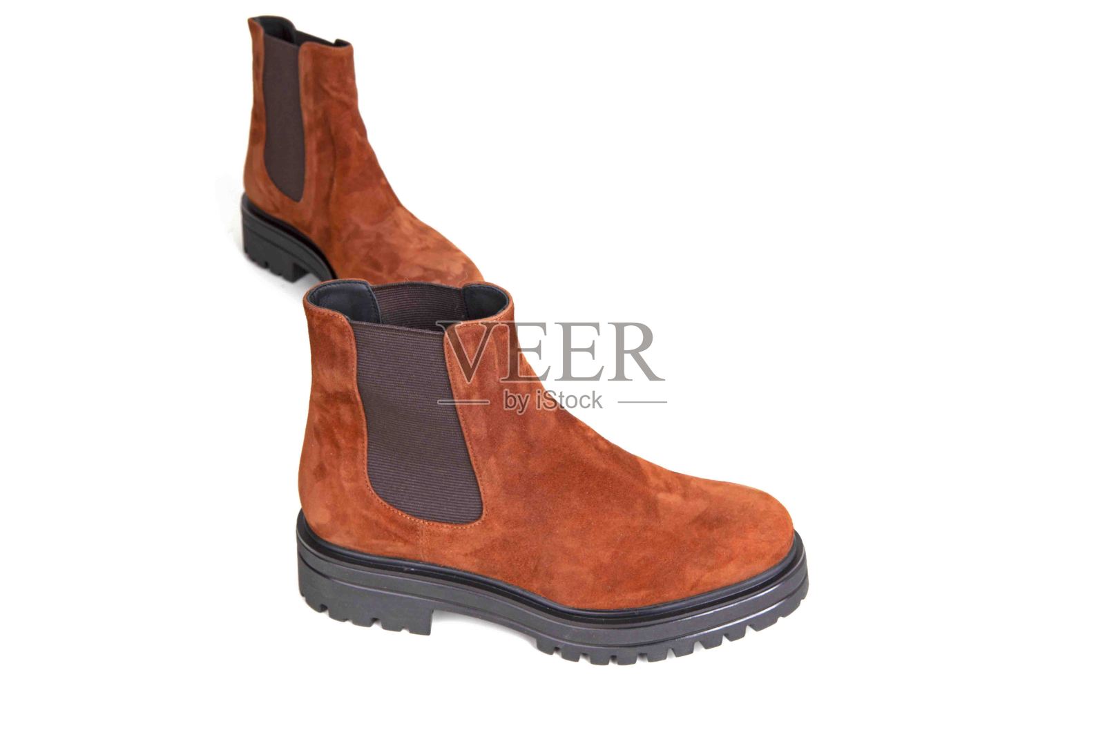 一双靴子孤立在白色照片摄影图片