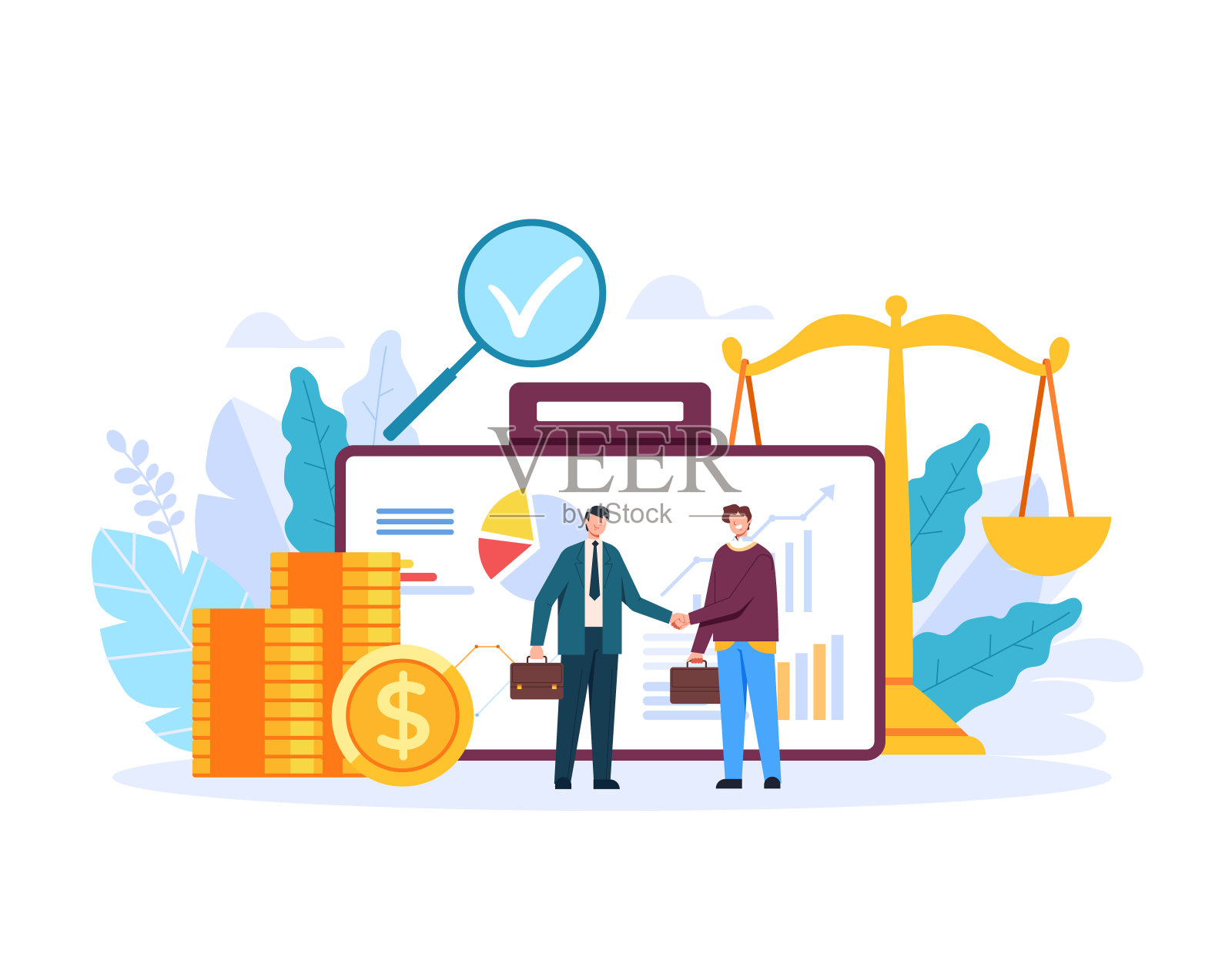 银行理财客户理念。矢量平面图形设计说明插画图片素材