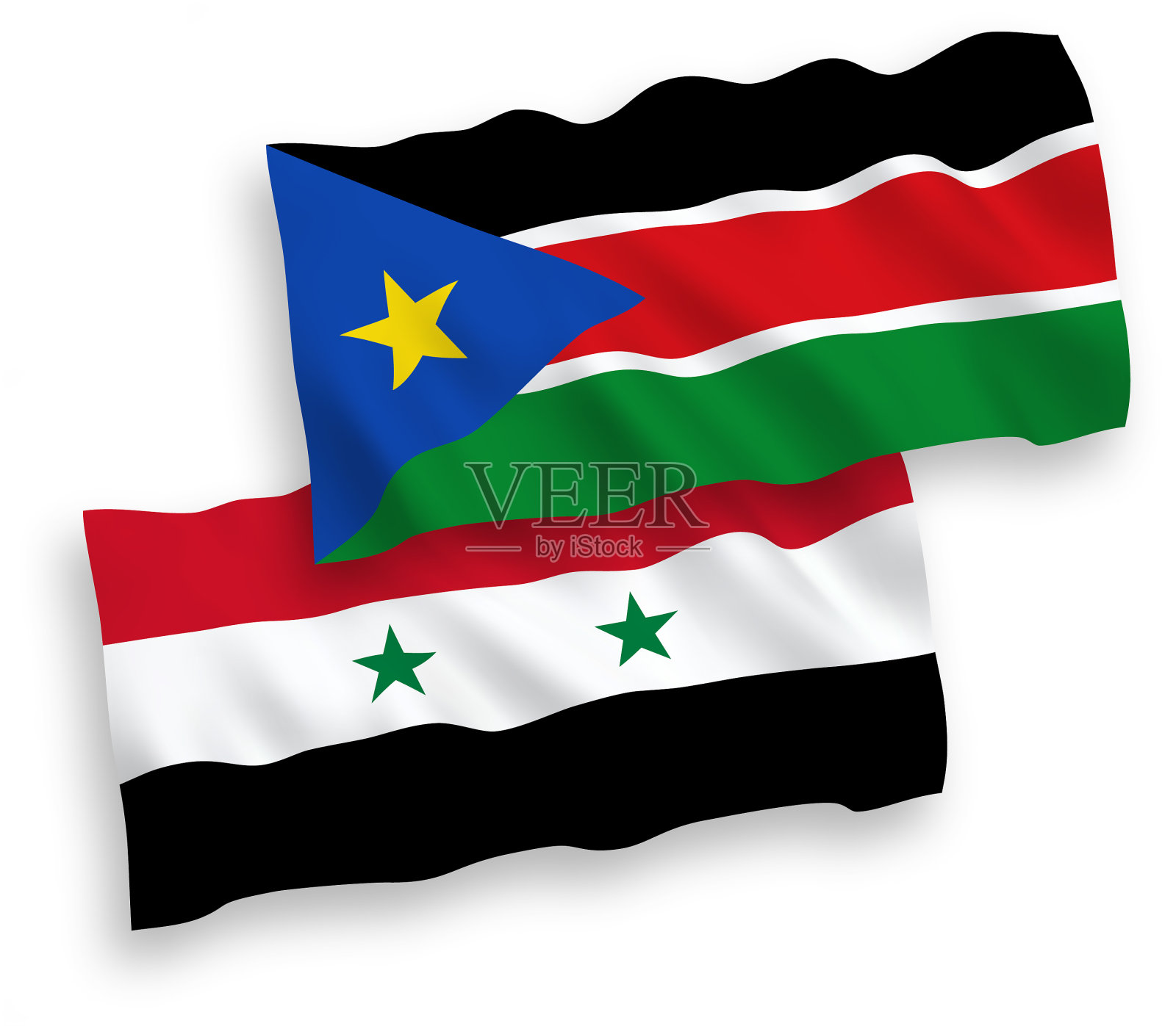 旗帜共和国南苏丹和叙利亚设计元素图片