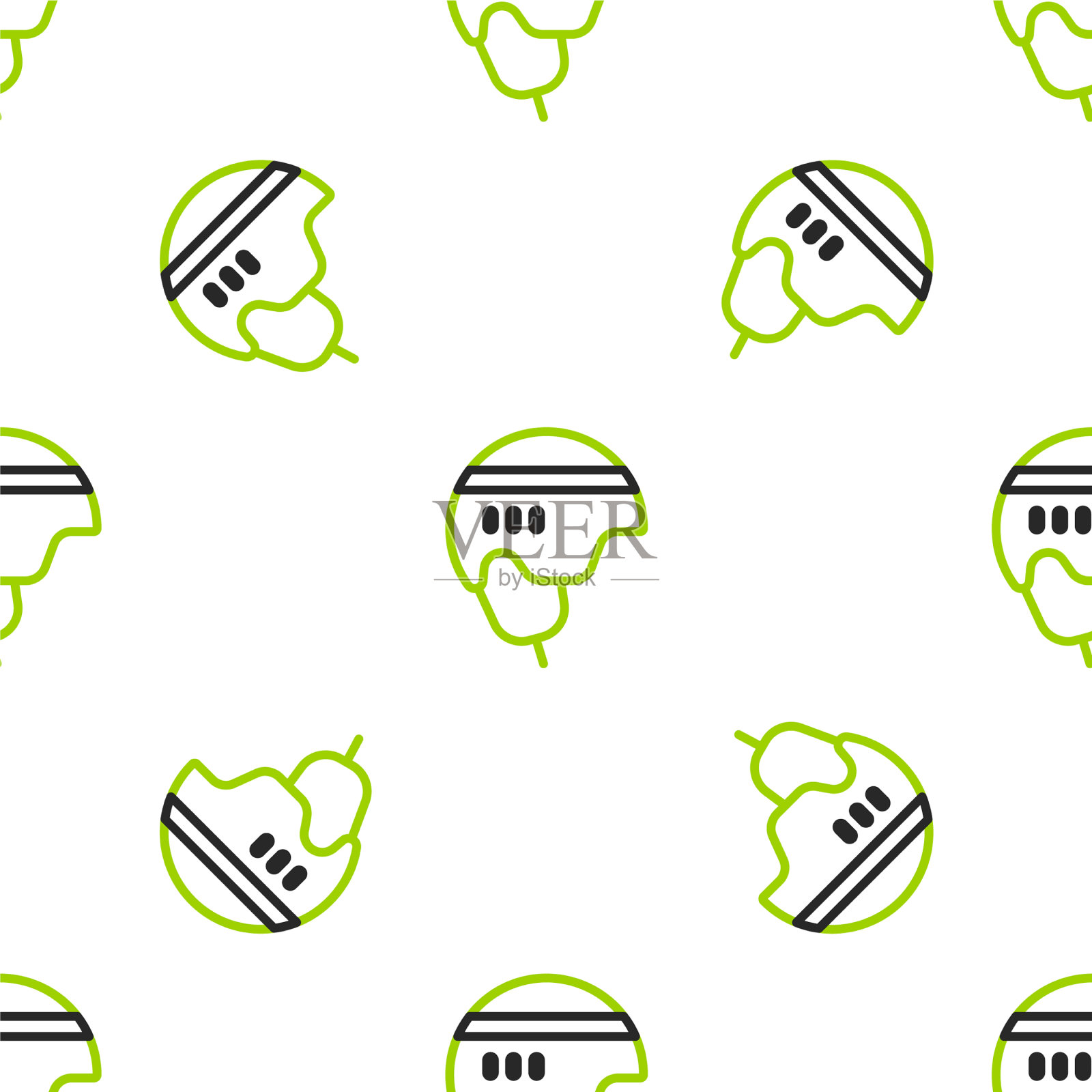 曲棍球头盔图标孤立无缝图案线插画图片素材