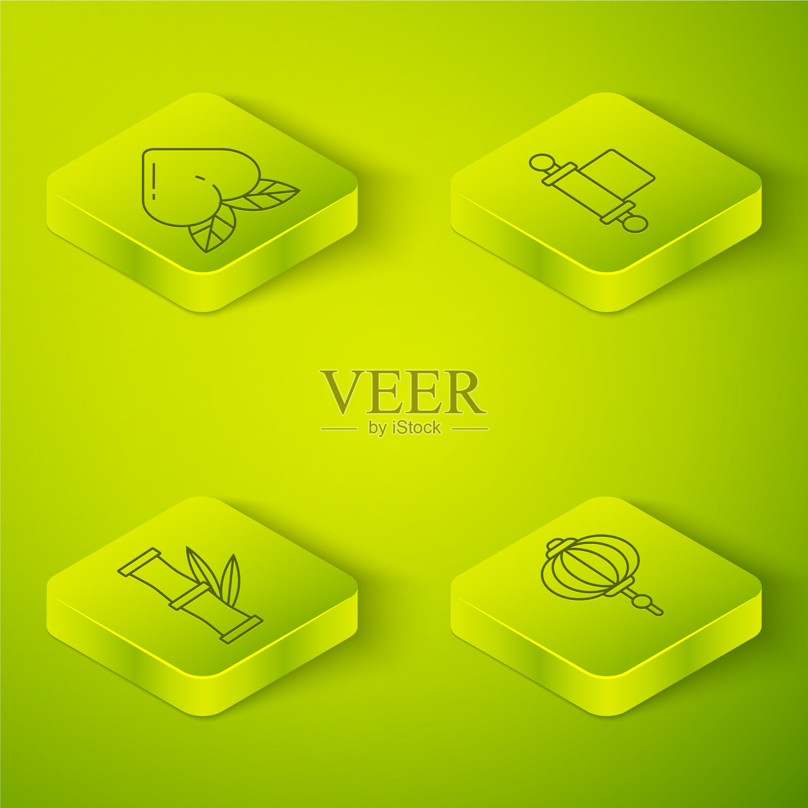 设置等距法令纸羊皮纸卷轴图标素材