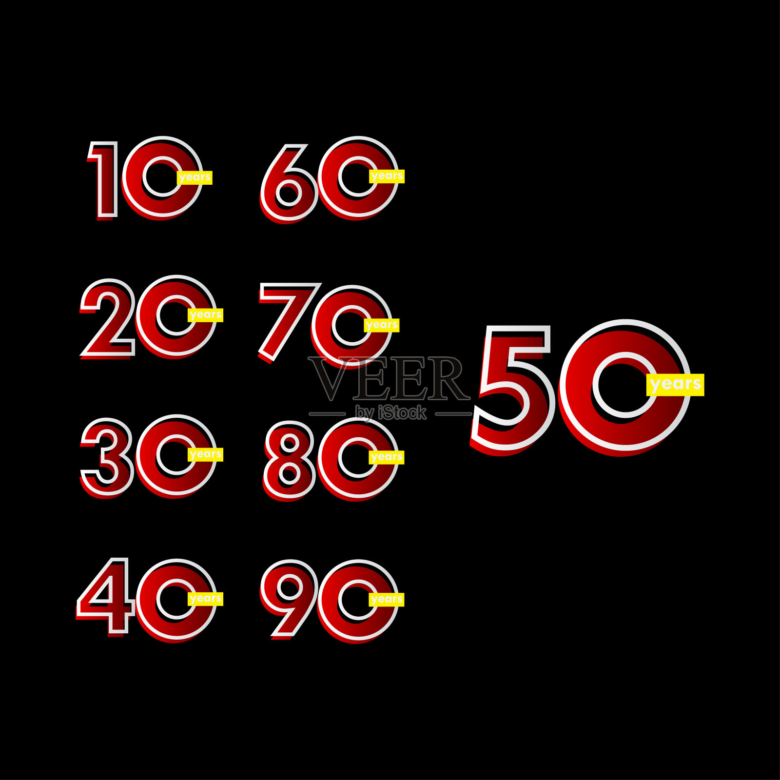 50周年庆典线矢量模板设计插图插画图片素材