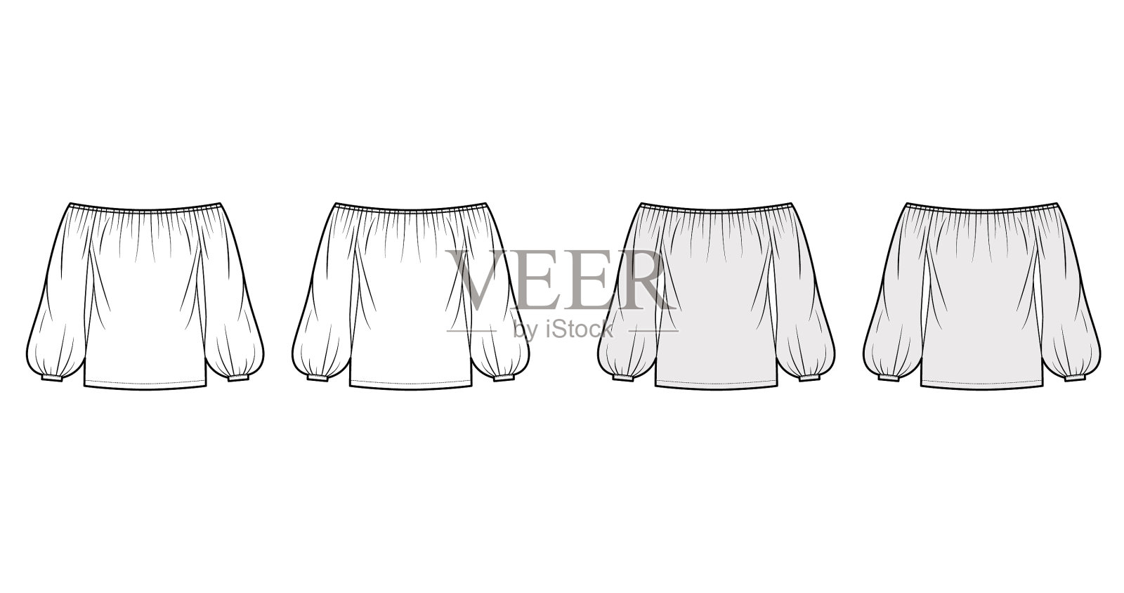 露肩衬衫技术时尚插画图片素材