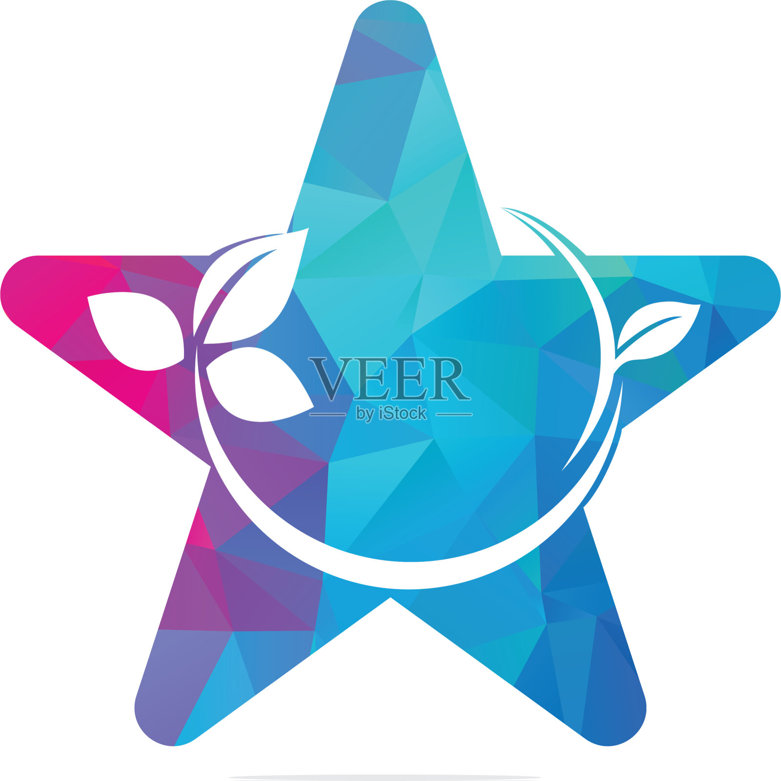 绿叶星形概念标志插画图片素材