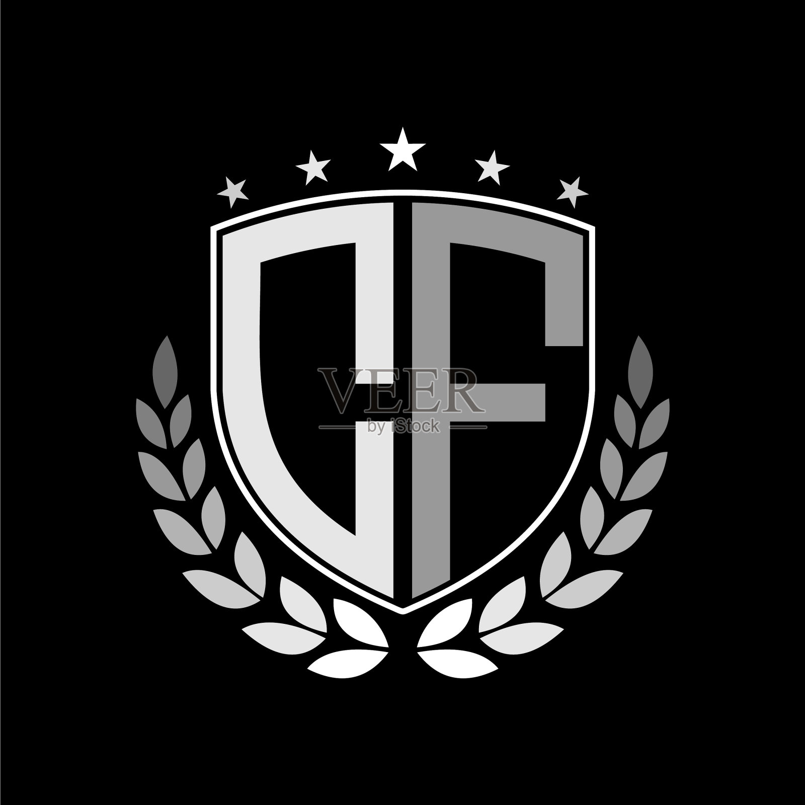 首字母灵感字母c f标志盾徽插画图片素材