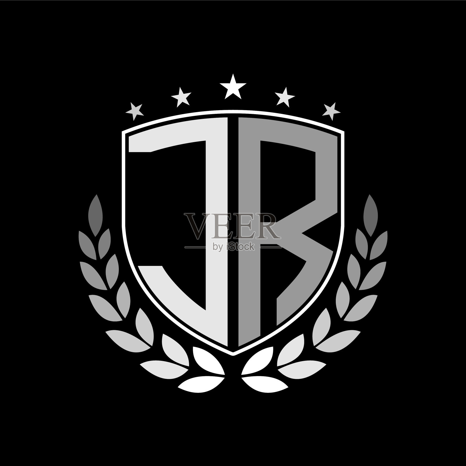 首字母灵感字母j r标志盾徽插画图片素材