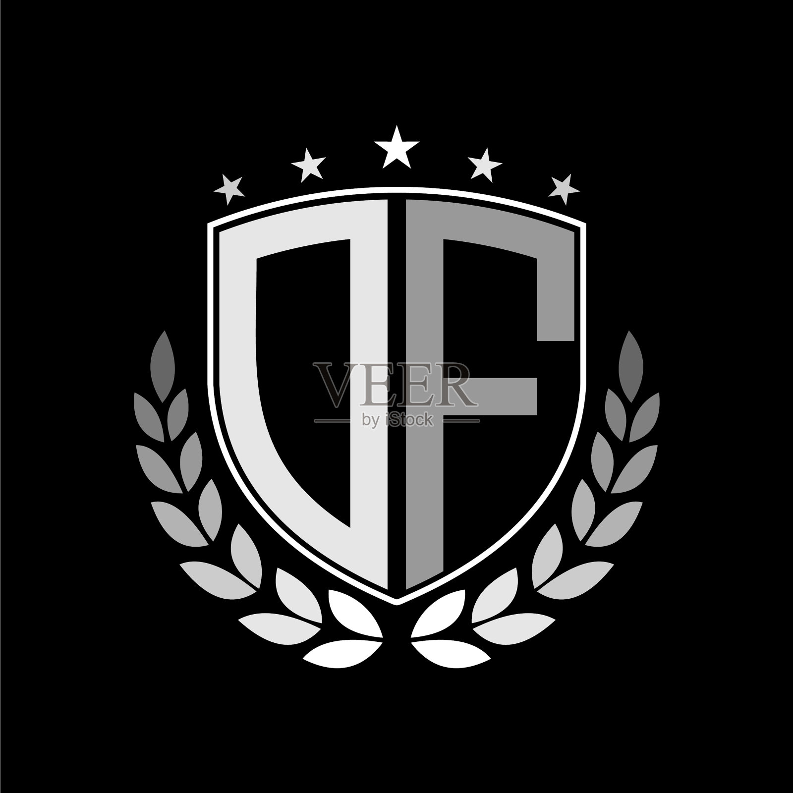 首字母灵感字母的标志盾徽章插画图片素材