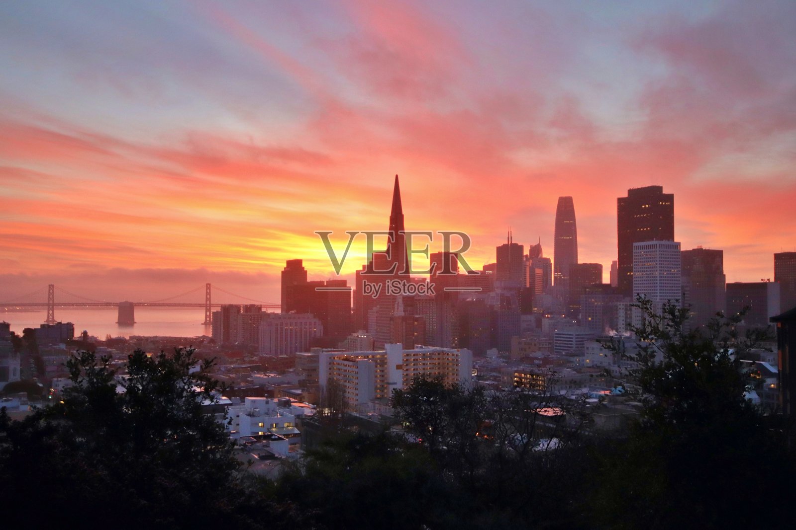 日出的旧金山天际线照片摄影图片