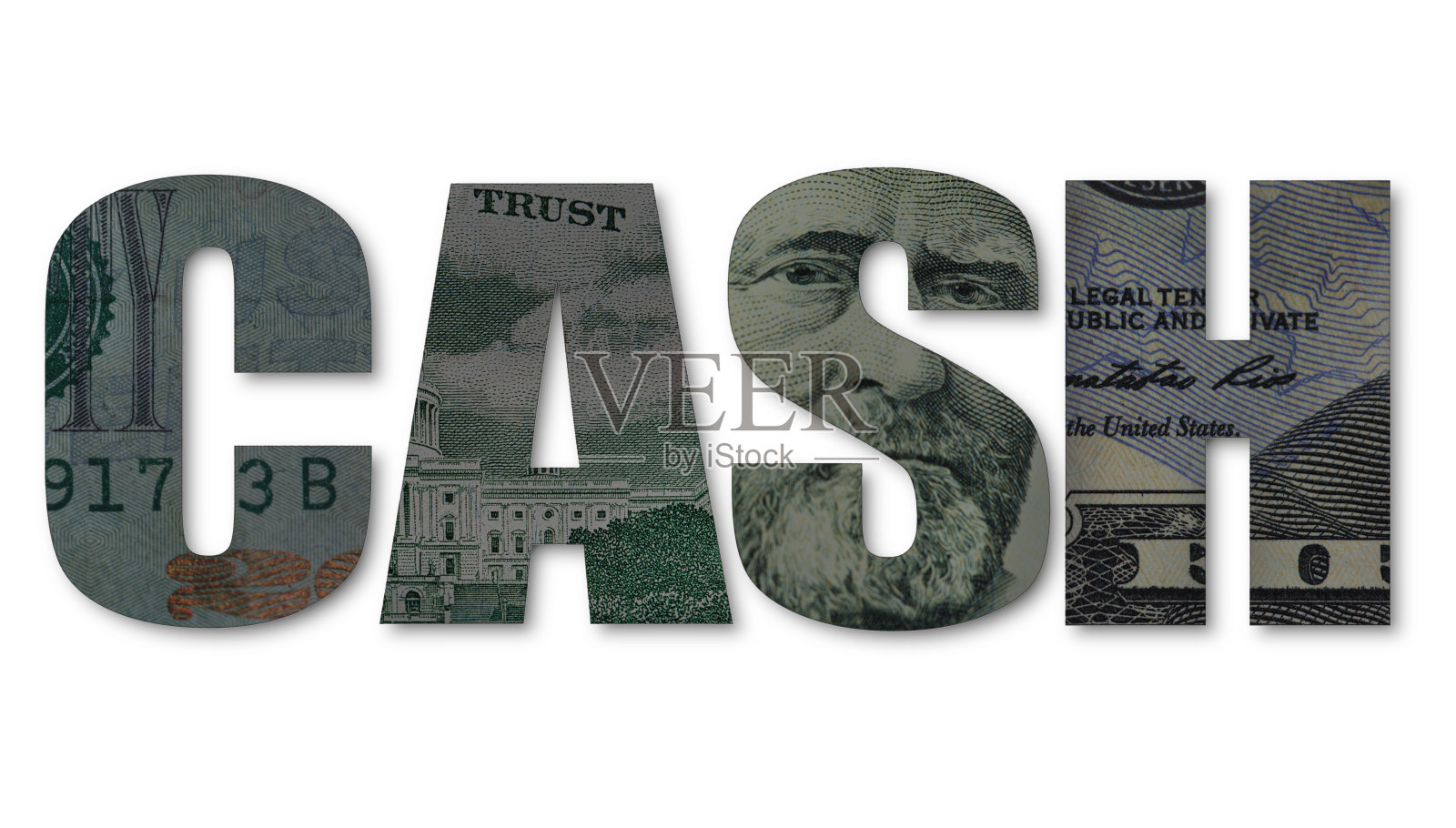 现金这个词是用从美元钞票上剪下来的字母拼出来的照片摄影图片