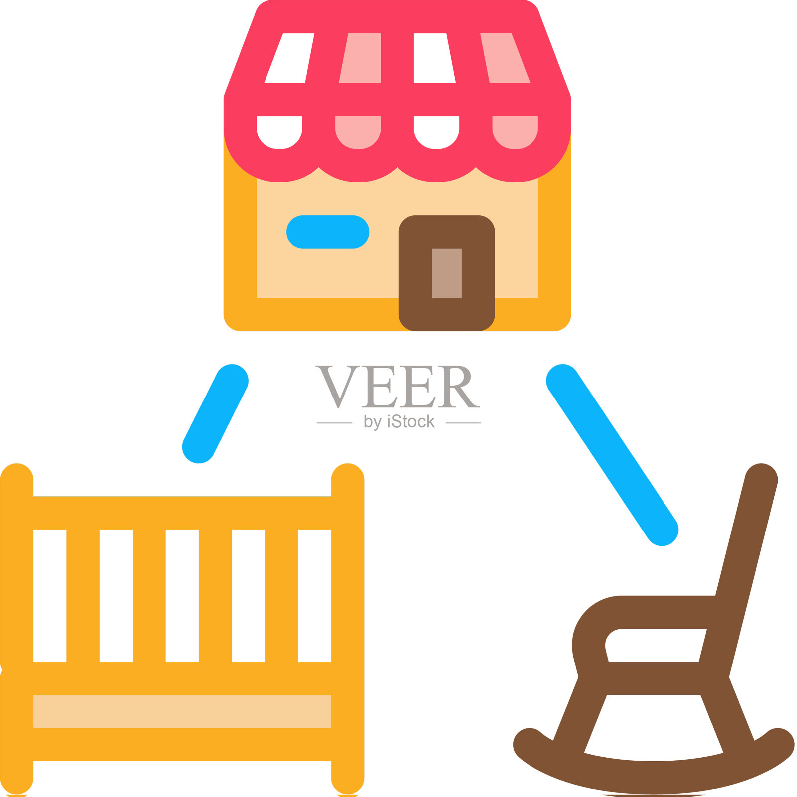 Babed和椅子的房子图标轮廓图标素材