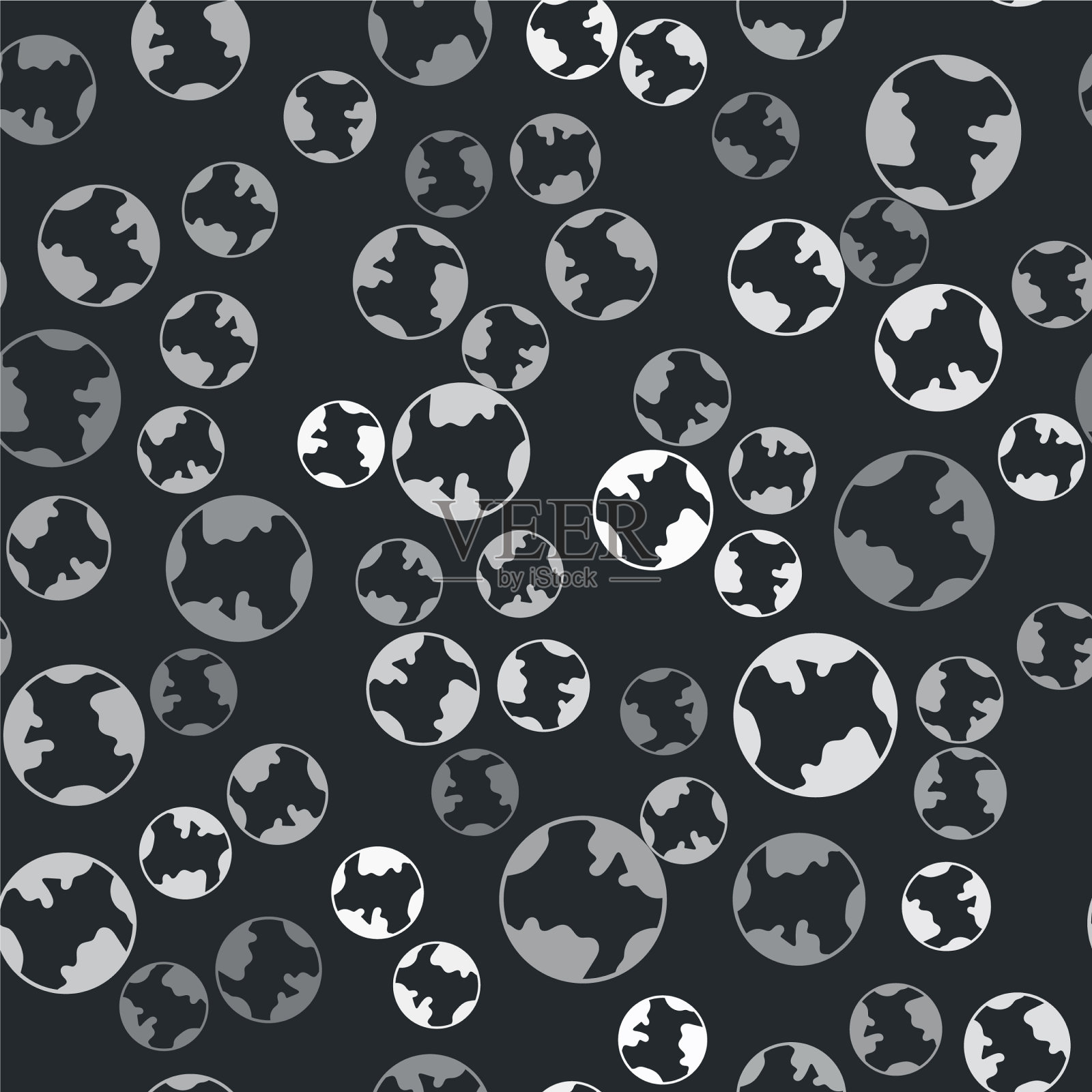 灰色地球仪图标隔离无缝模式上插画图片素材