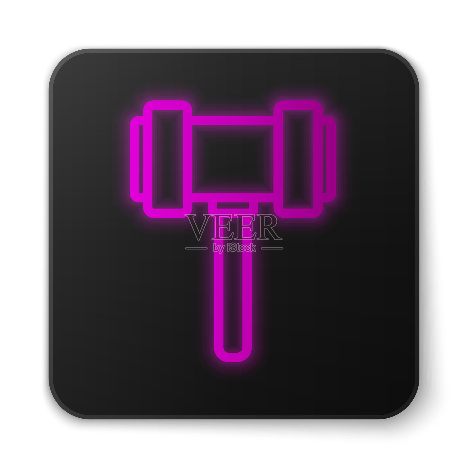 发光的霓虹灯线判断小木槌图标孤立上插画图片素材