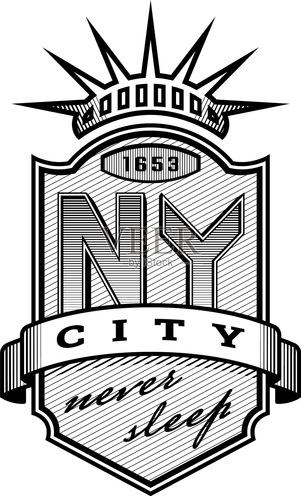 纽约市徽的复古风格设计元素图片