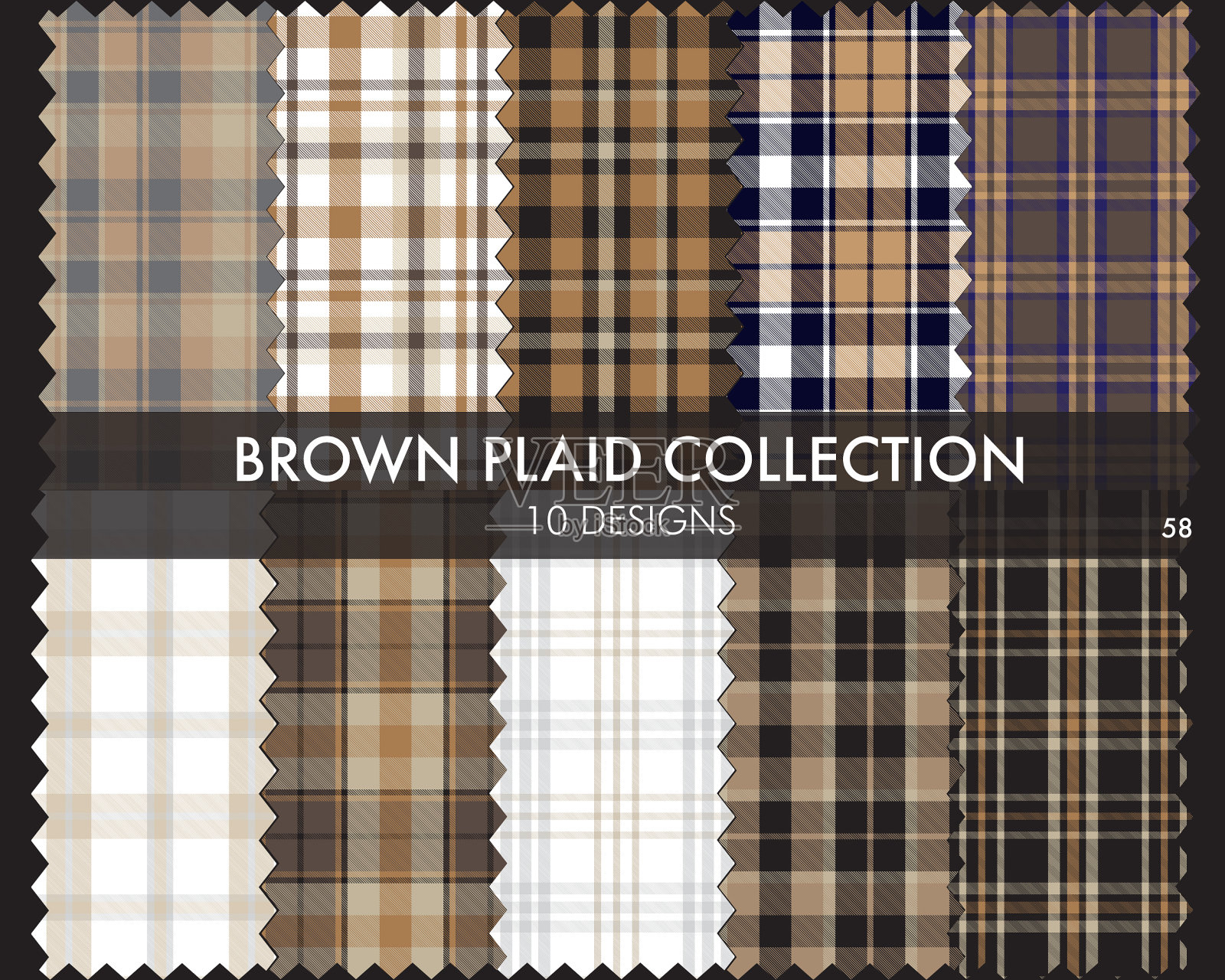 棕色格子呢无缝格子图案系列插画图片素材